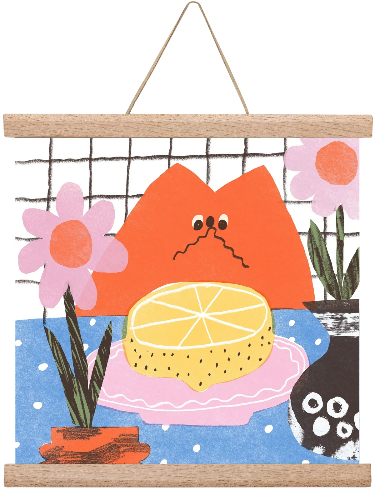 A cat eating lemon - artbridge