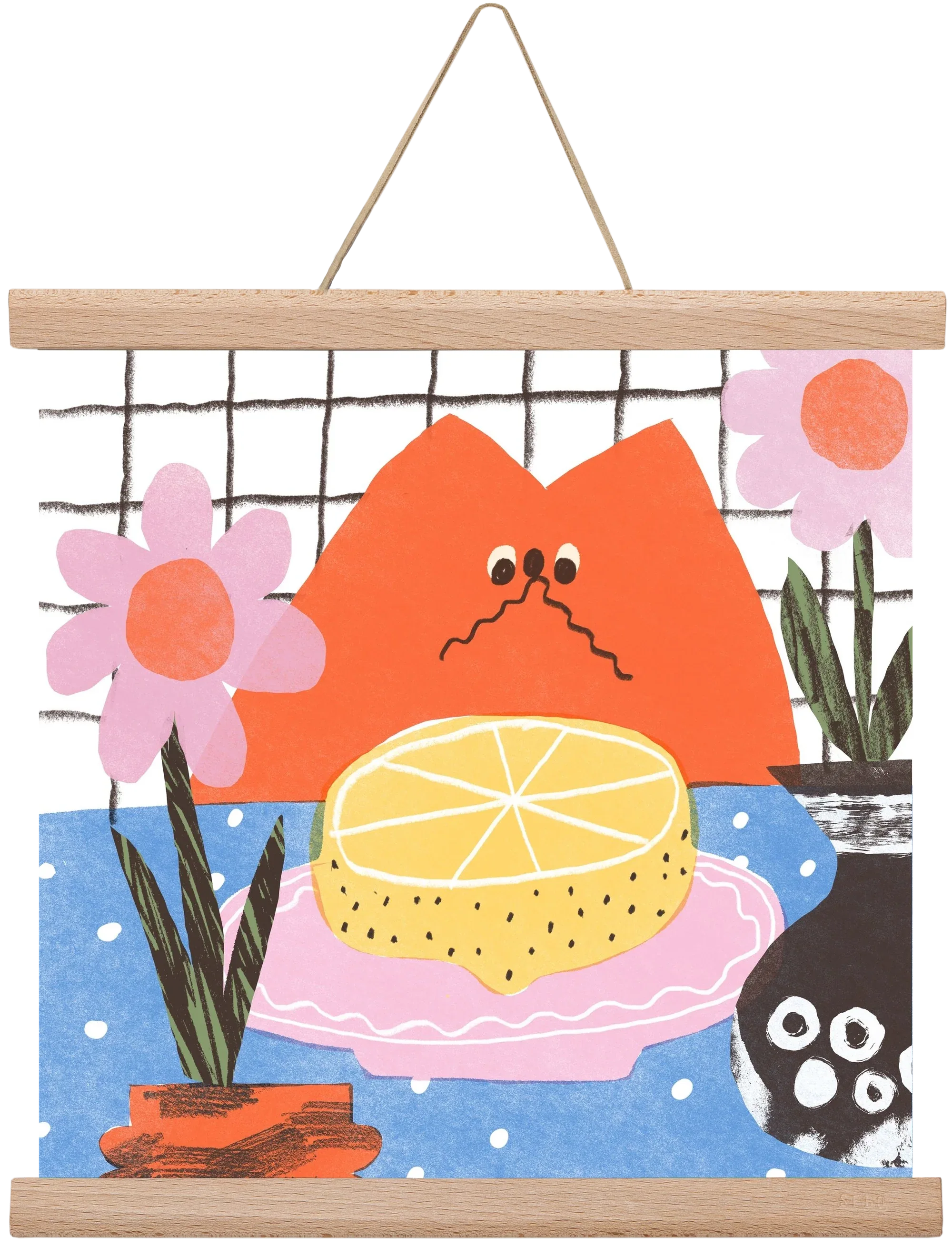 A cat eating lemon - artbridge