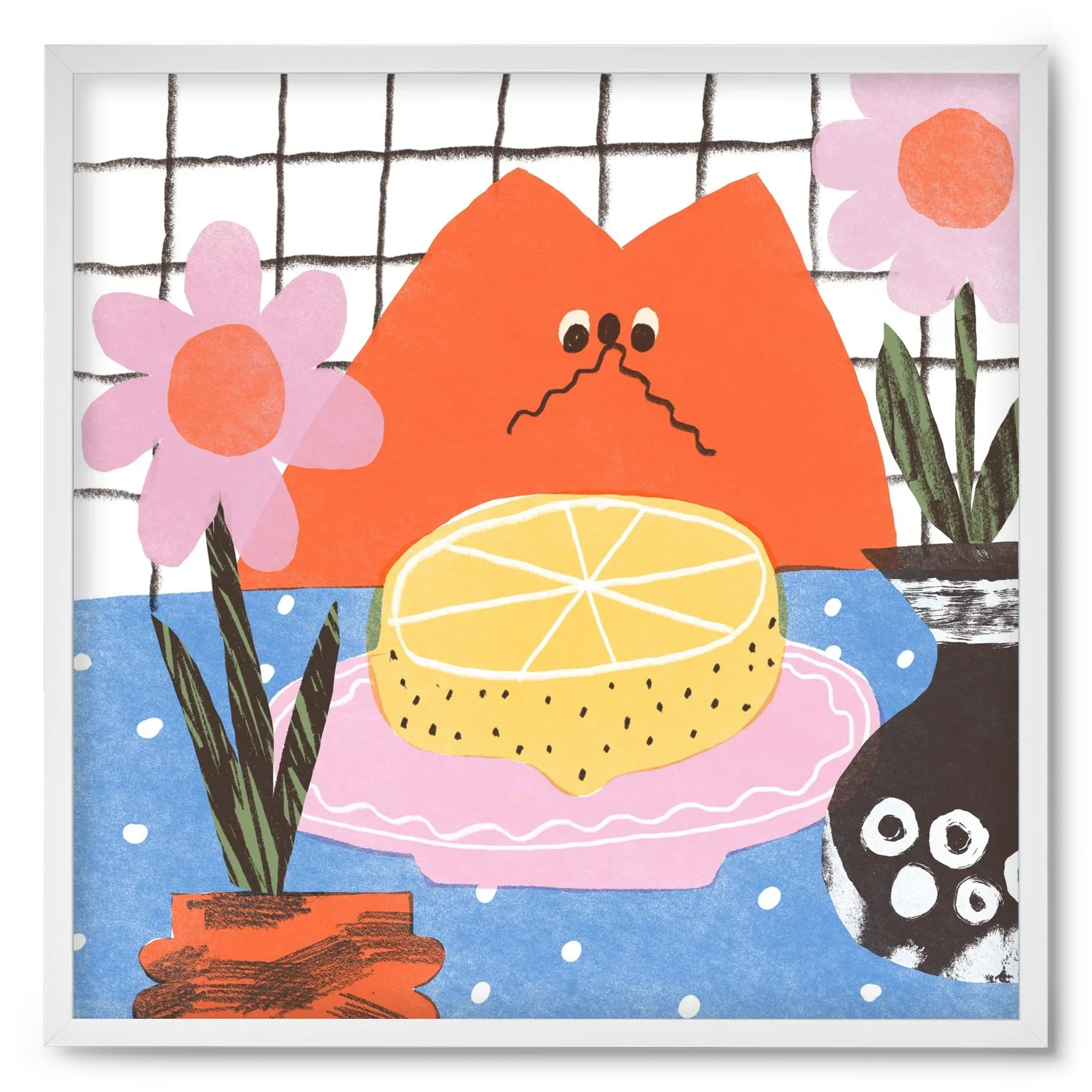 A cat eating lemon - artbridge