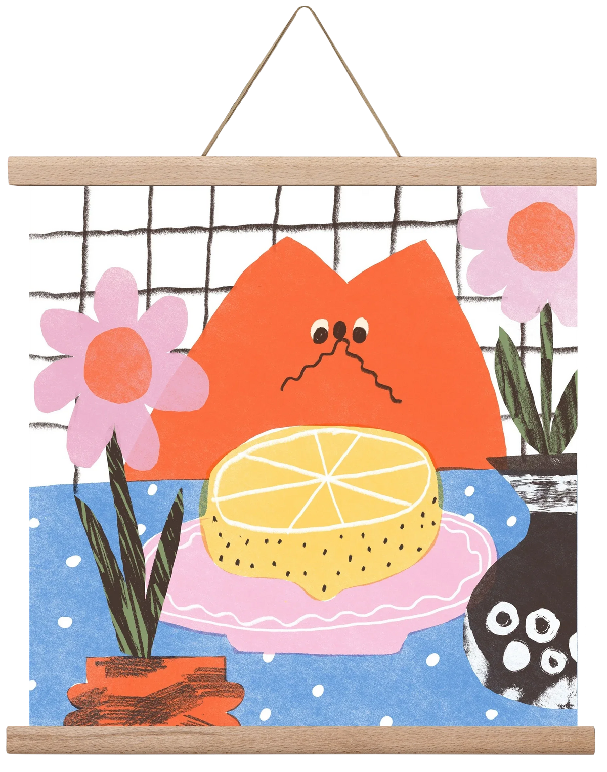 A cat eating lemon - artbridge