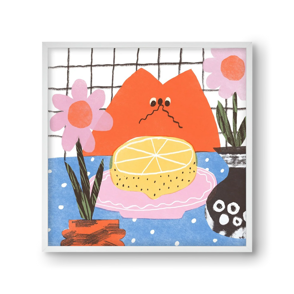 A cat eating lemon - artbridge