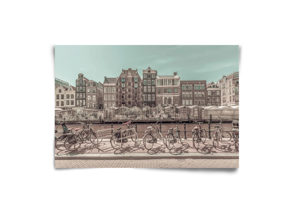 AMSTERDAM Singel Canal with Flower Market | urban vintage style - artbridge