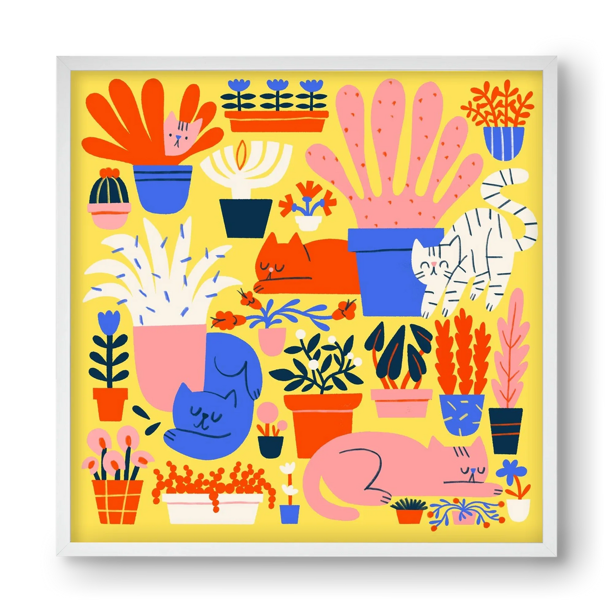 Five cats among flowers - artbridge