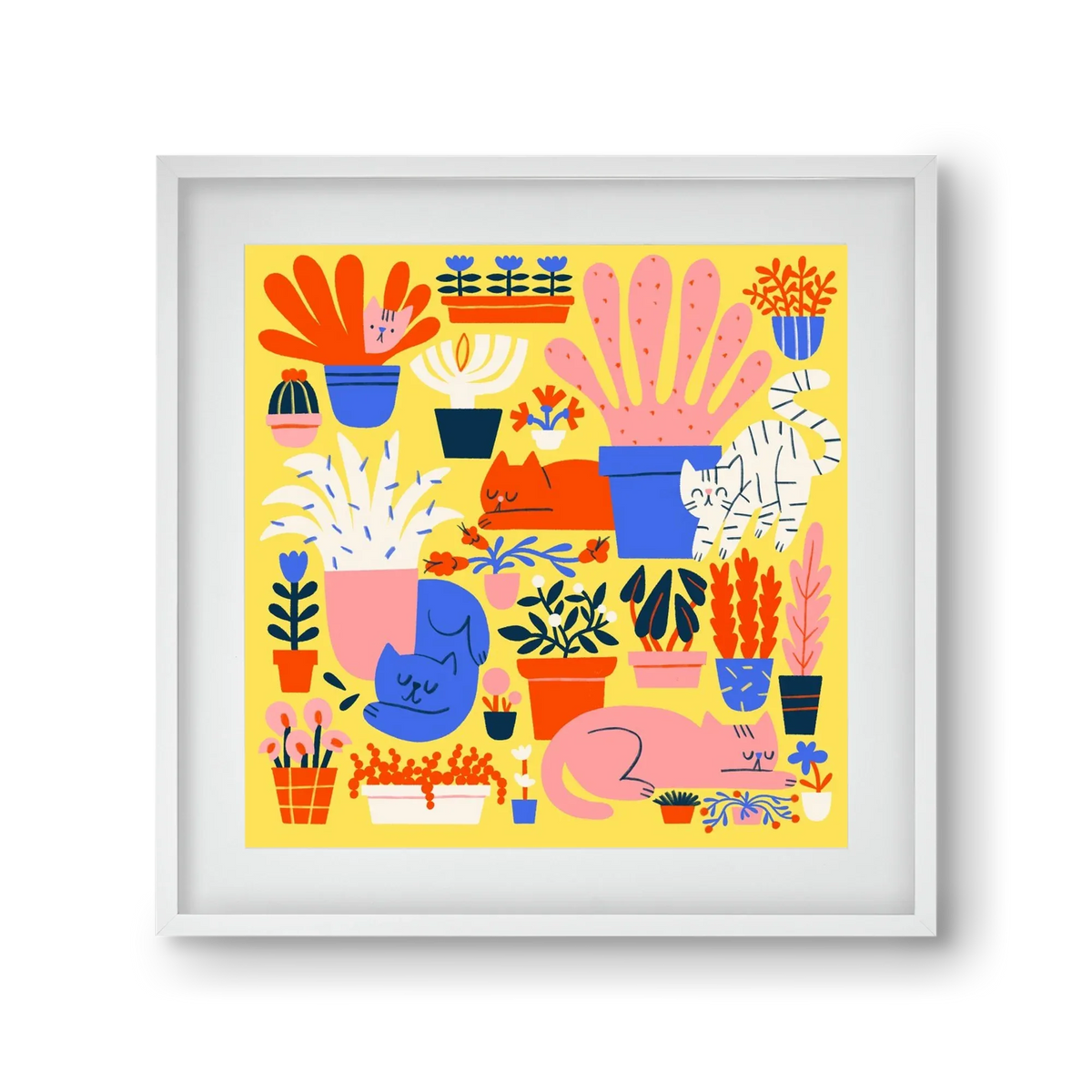 Five cats among flowers - artbridge