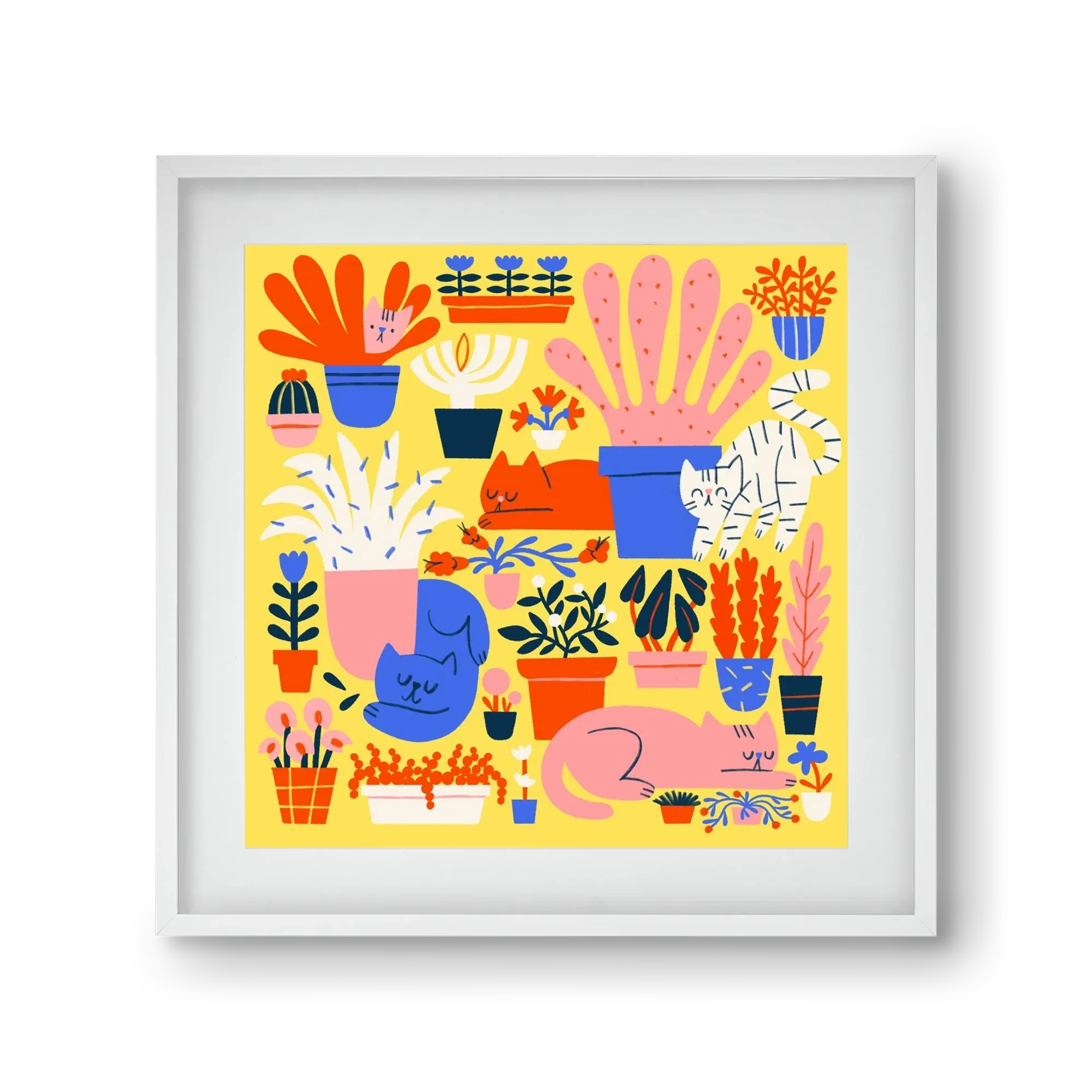 Five cats among flowers - artbridge
