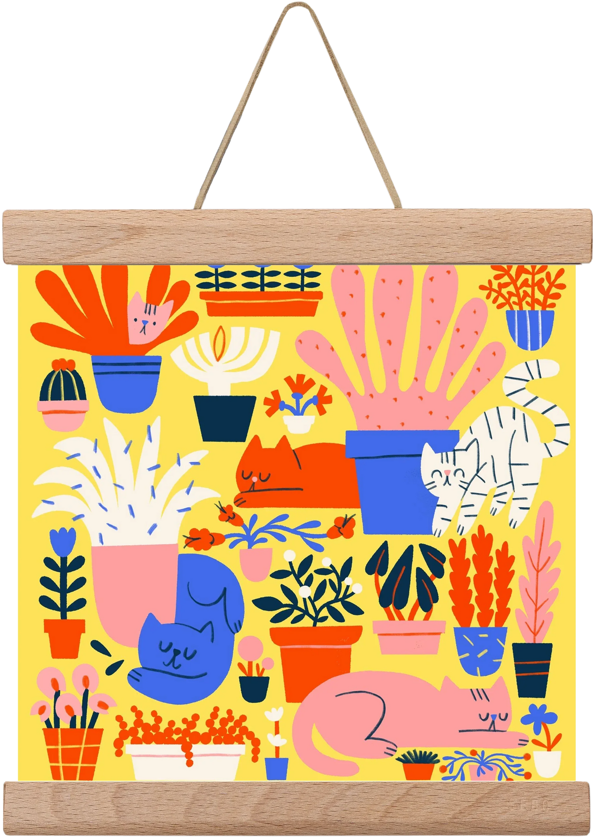 Five cats among flowers - artbridge