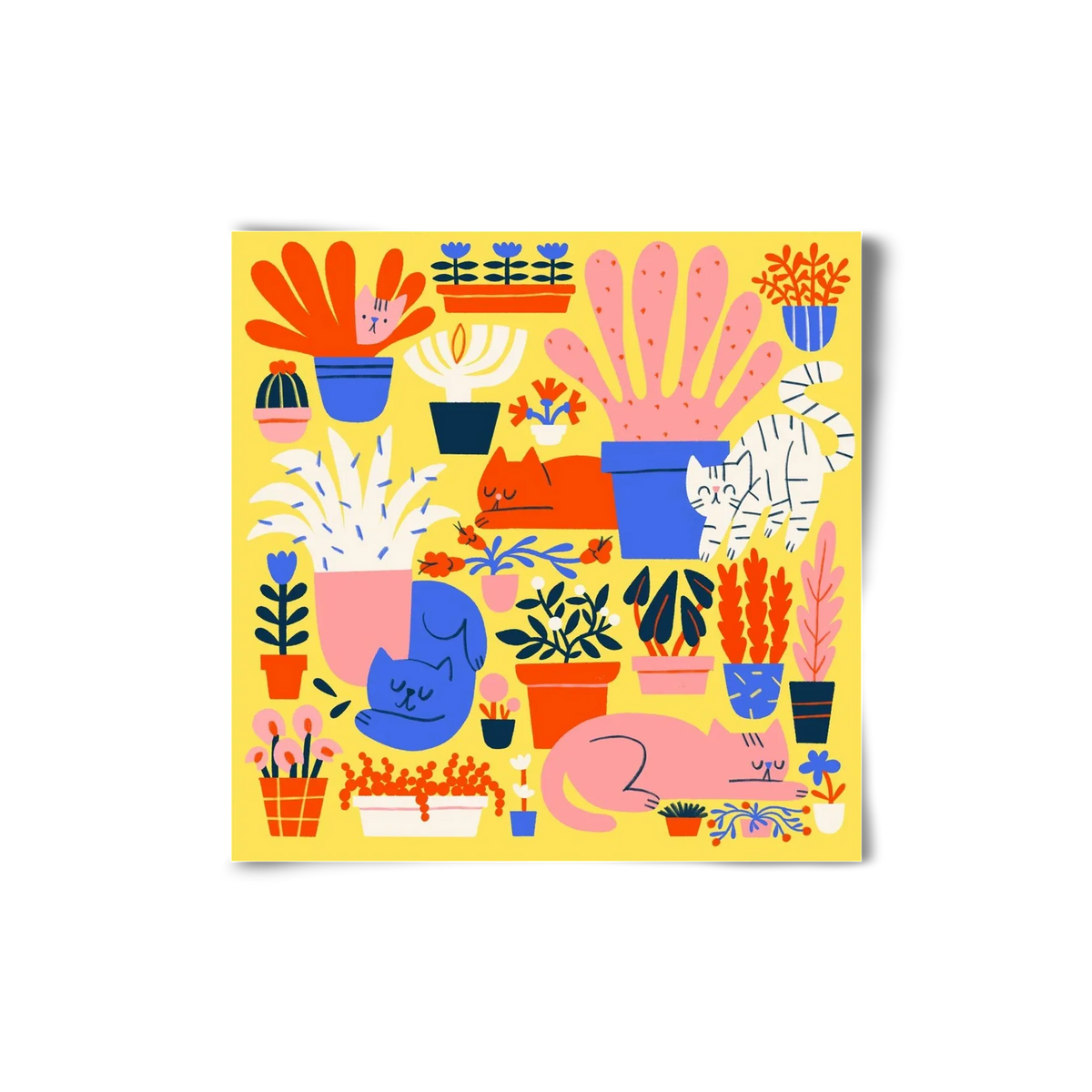 Five cats among flowers - artbridge