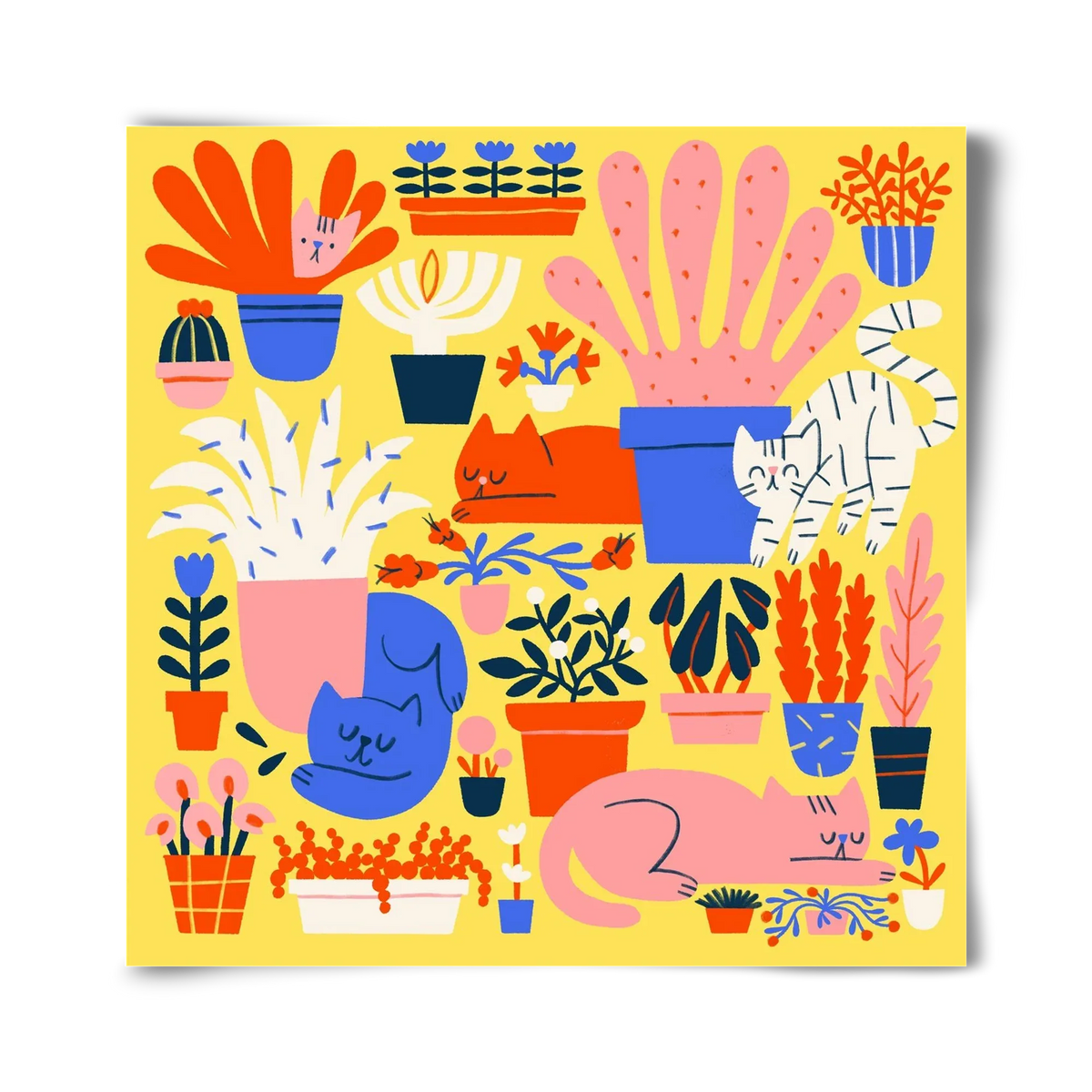 Five cats among flowers - artbridge