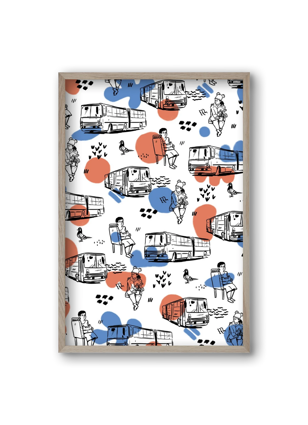 Busz pattern kék-piros - artbridge