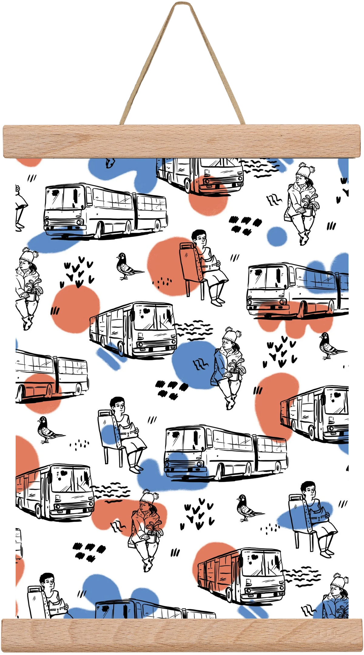 Busz pattern kék-piros - artbridge