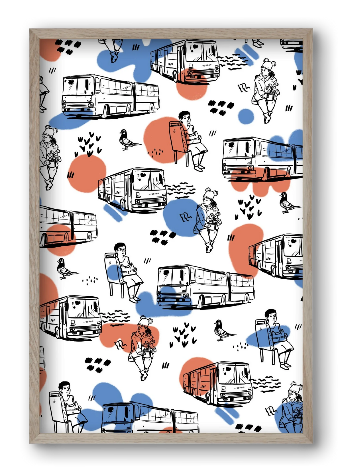 Busz pattern kék-piros - artbridge