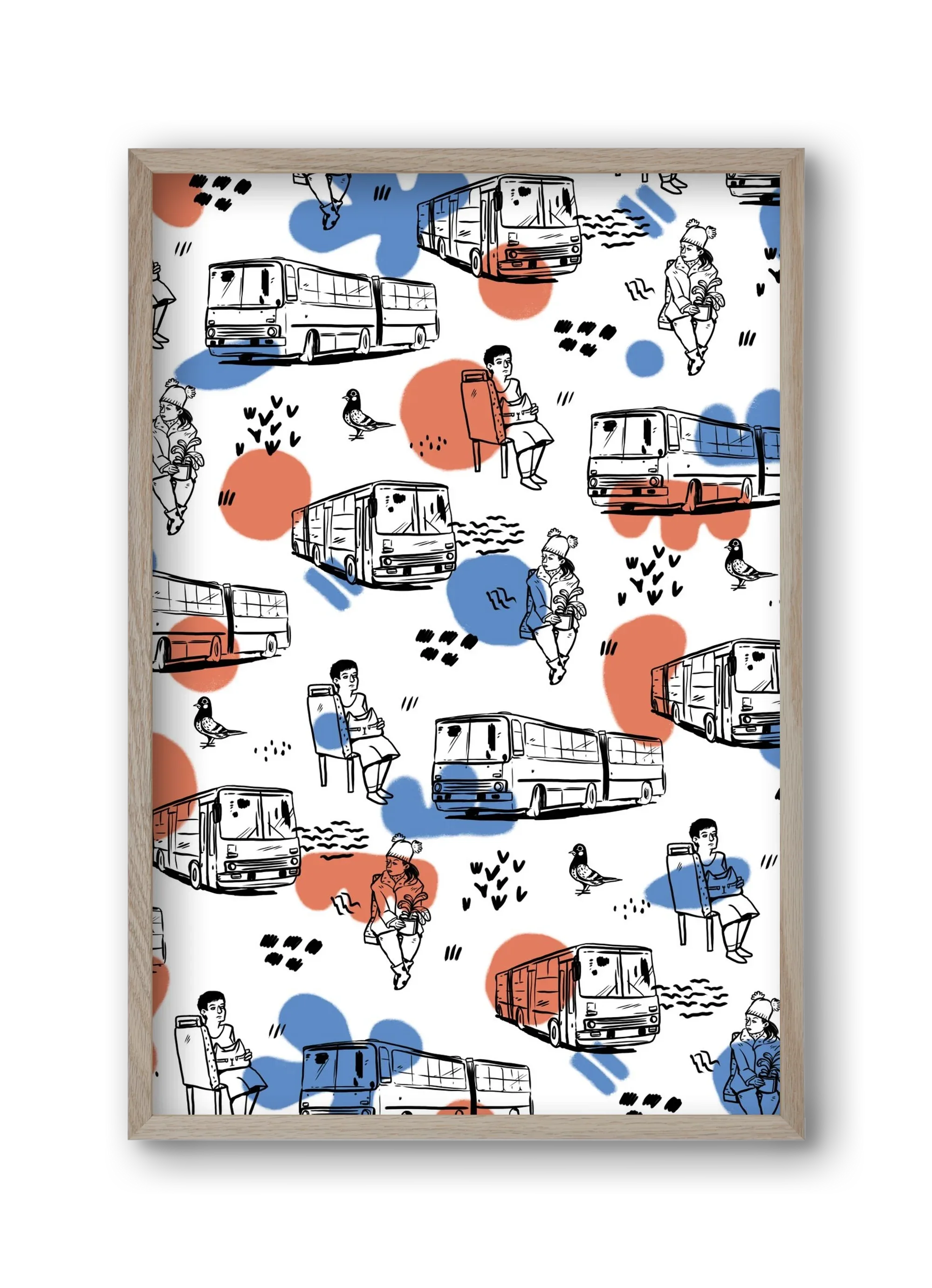 Busz pattern kék-piros - artbridge