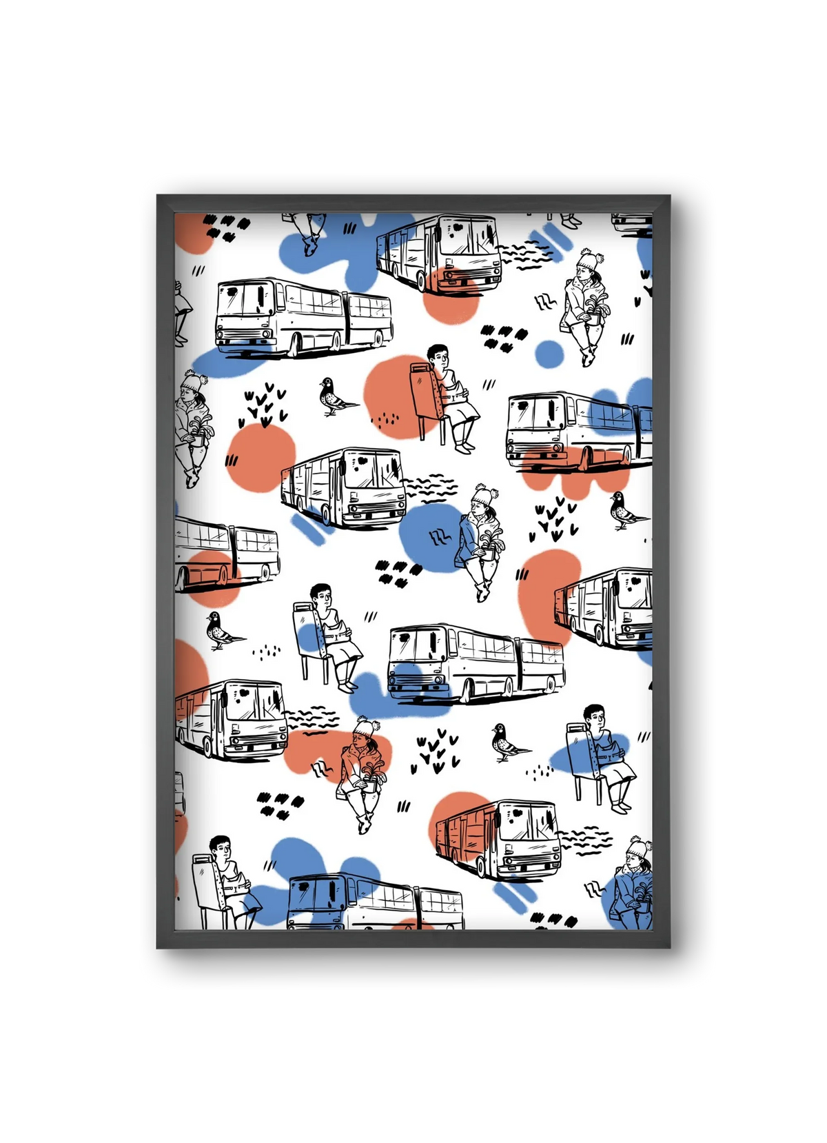 Busz pattern kék-piros - artbridge
