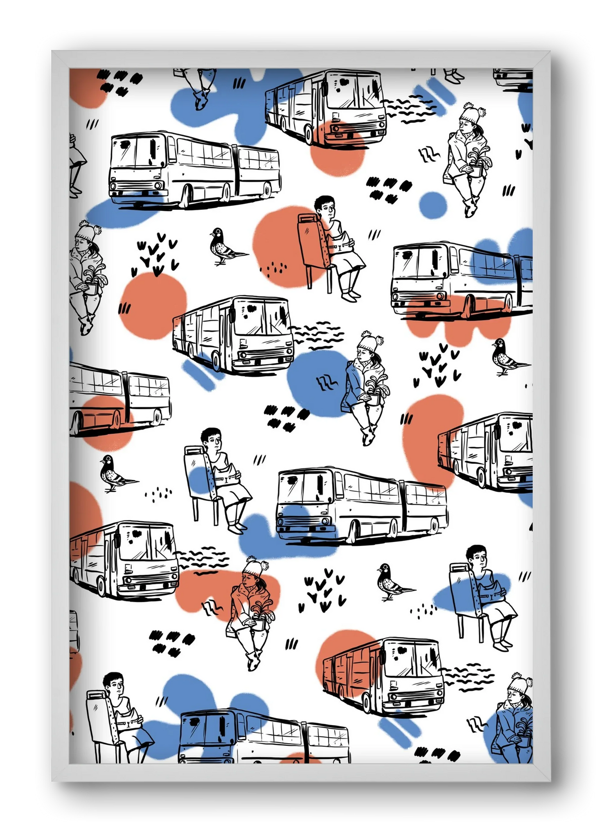 Busz pattern kék-piros - artbridge
