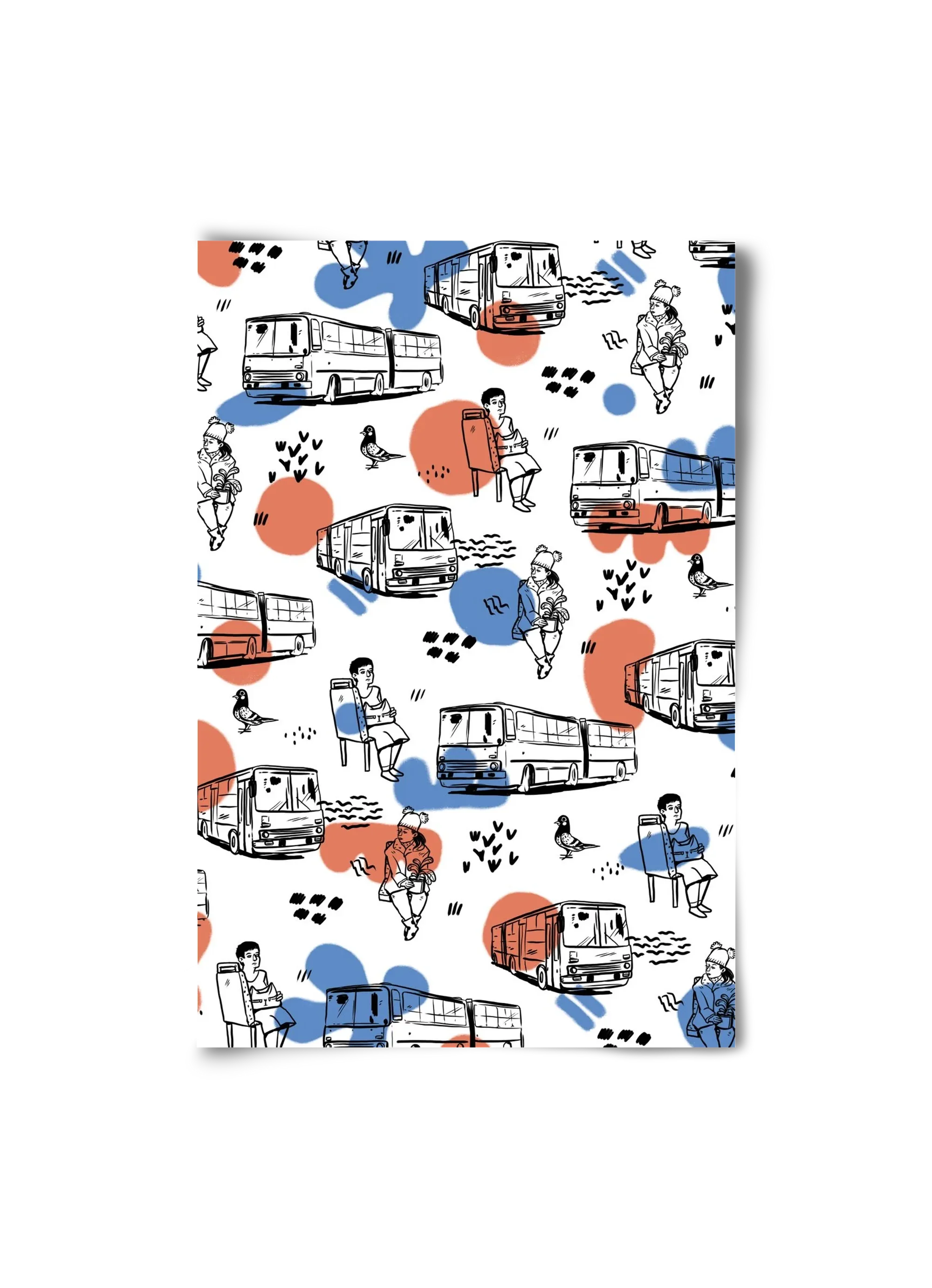 Busz pattern kék-piros - artbridge