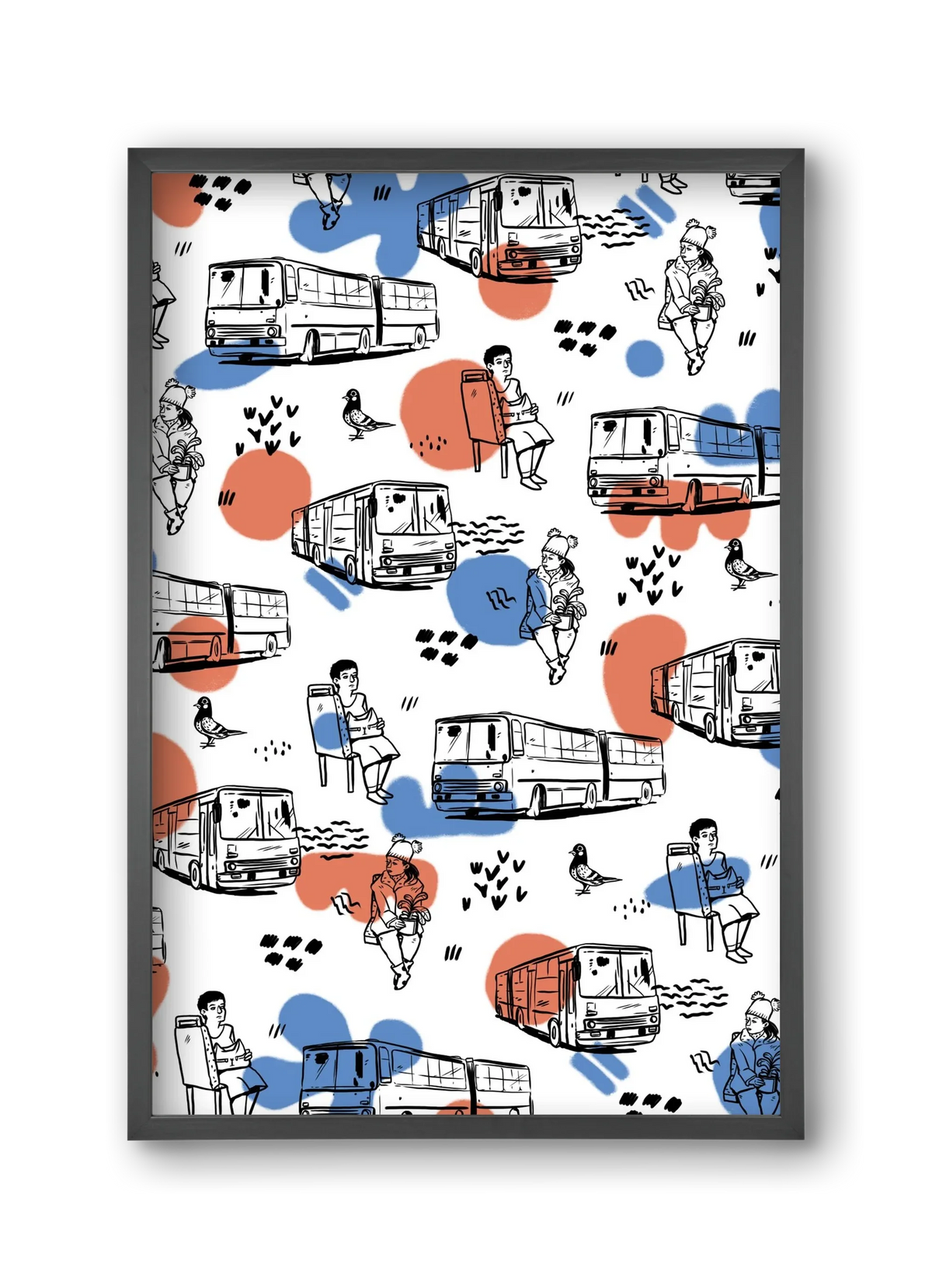 Busz pattern kék-piros - artbridge