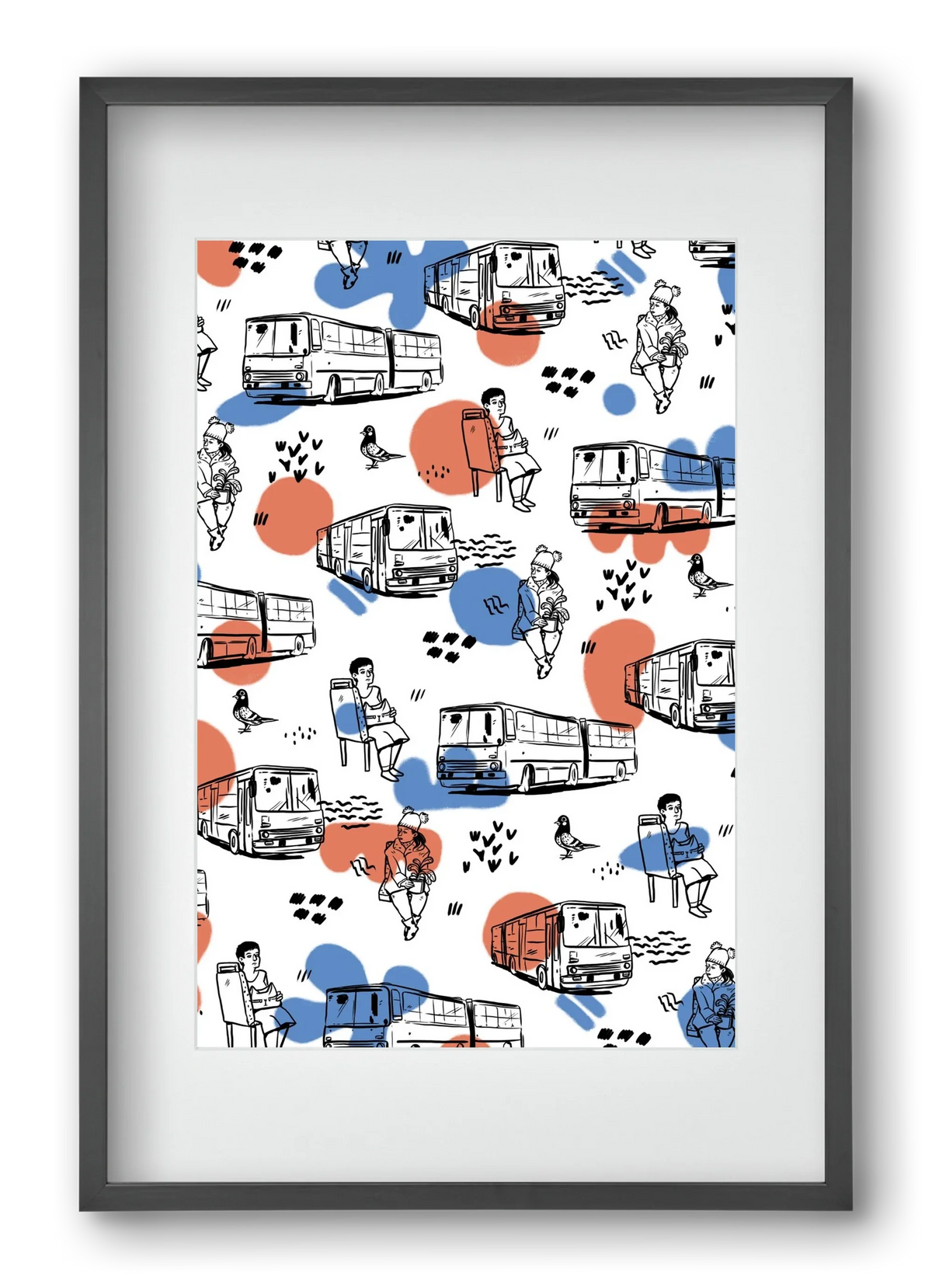 Busz pattern kék-piros - artbridge