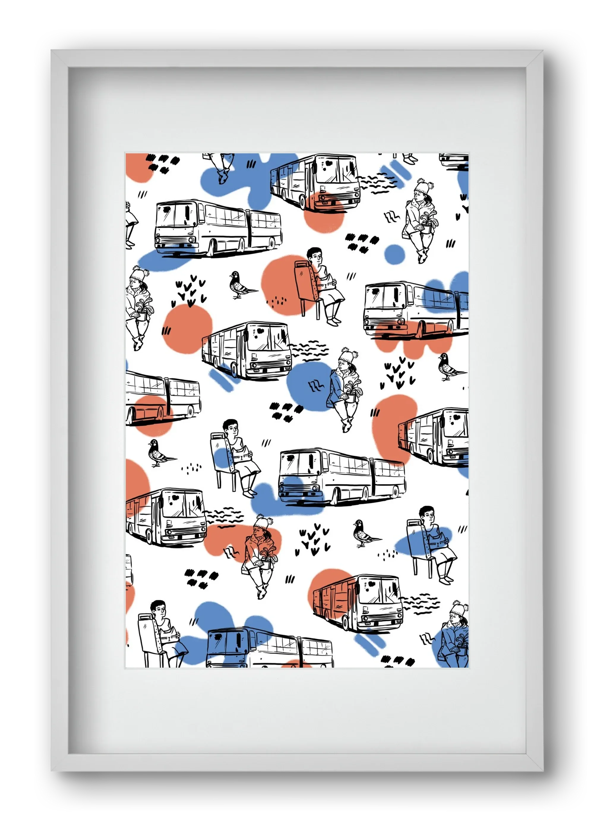 Busz pattern kék-piros - artbridge