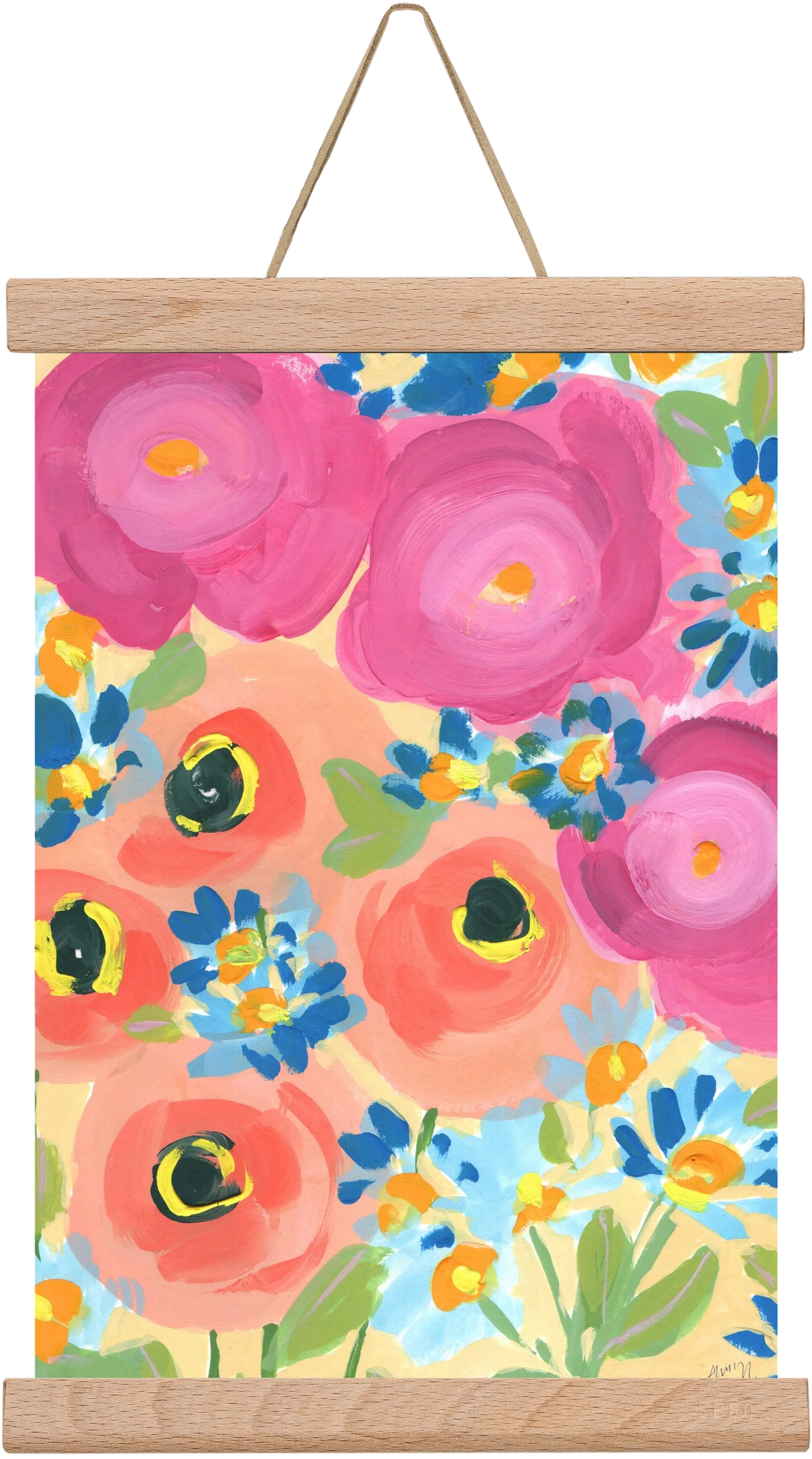 Pink Roses With Coral Anemones - artbridge