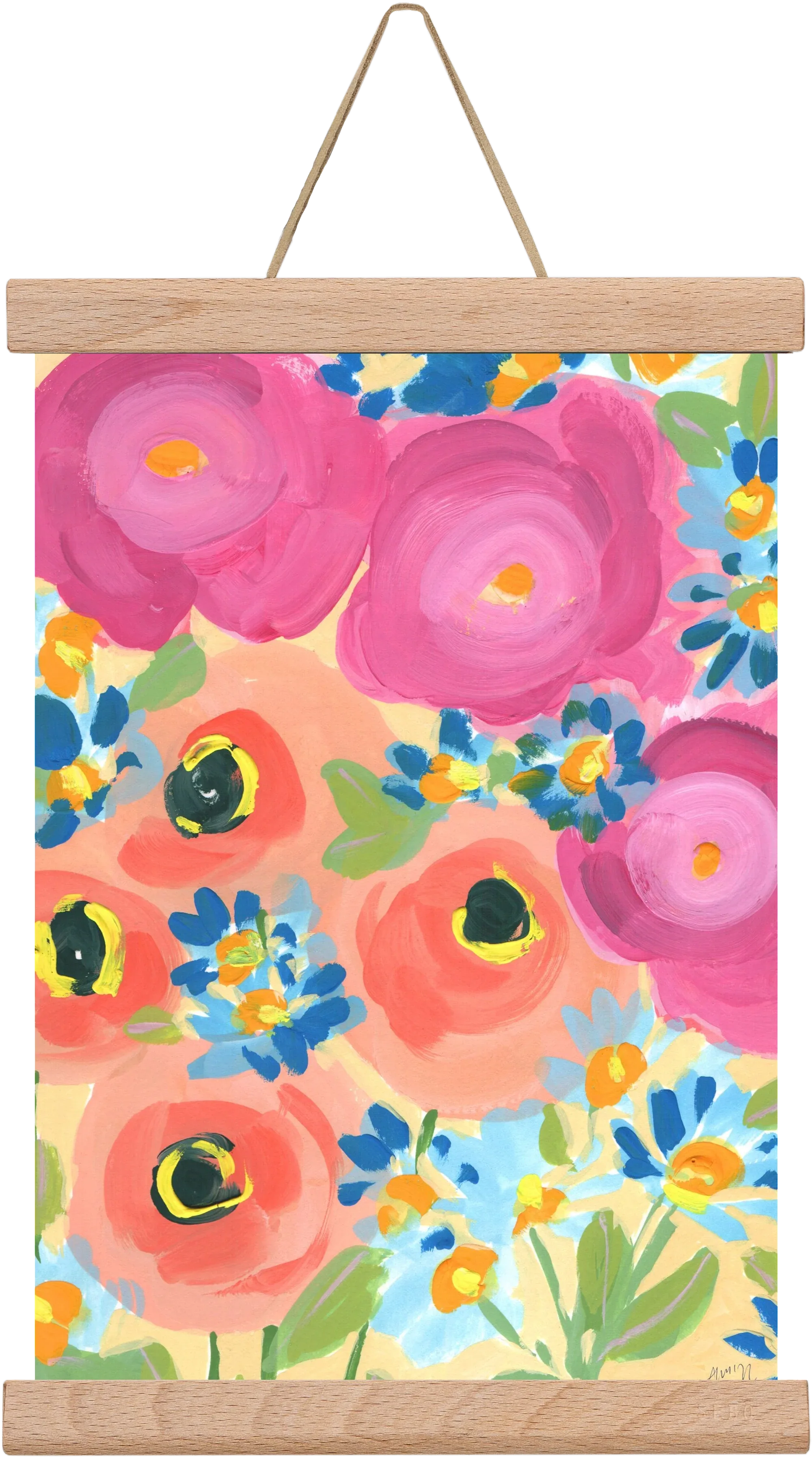 Pink Roses With Coral Anemones - artbridge