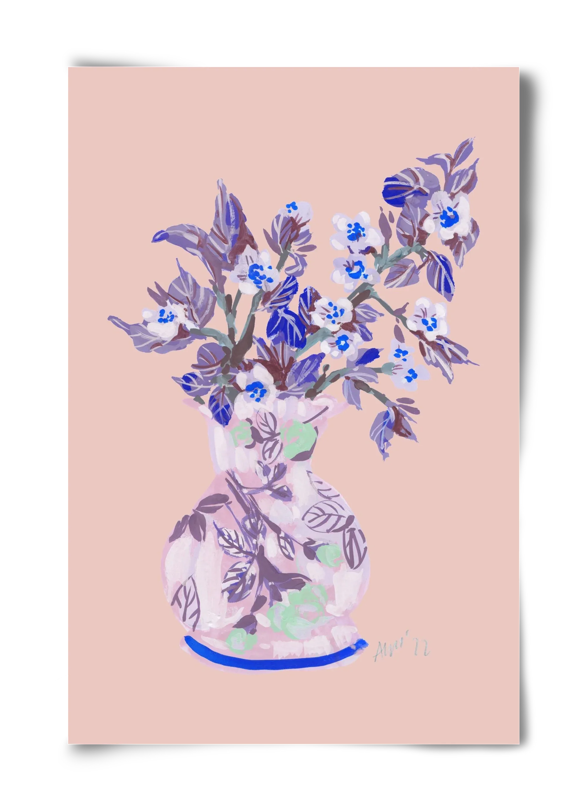 Apple Blossom In Vase- coral - artbridge