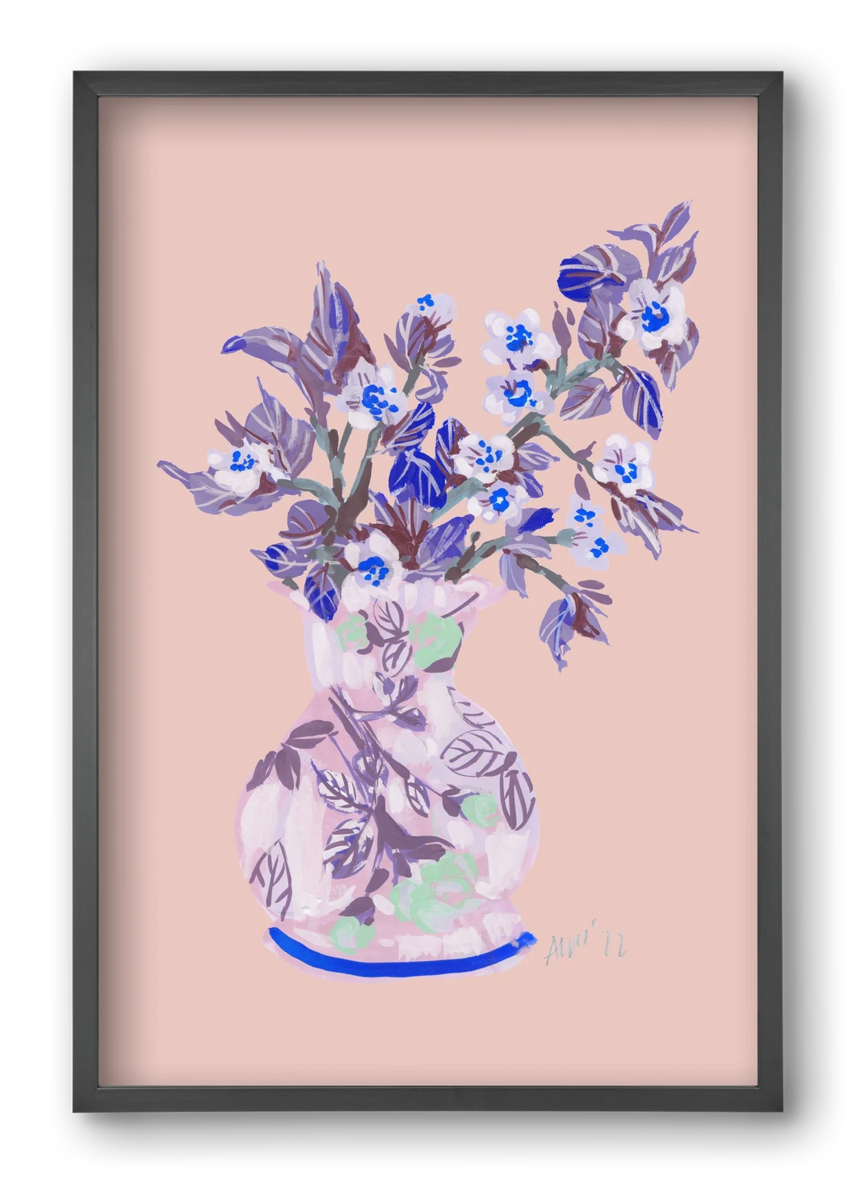 Apple Blossom In Vase- coral - artbridge