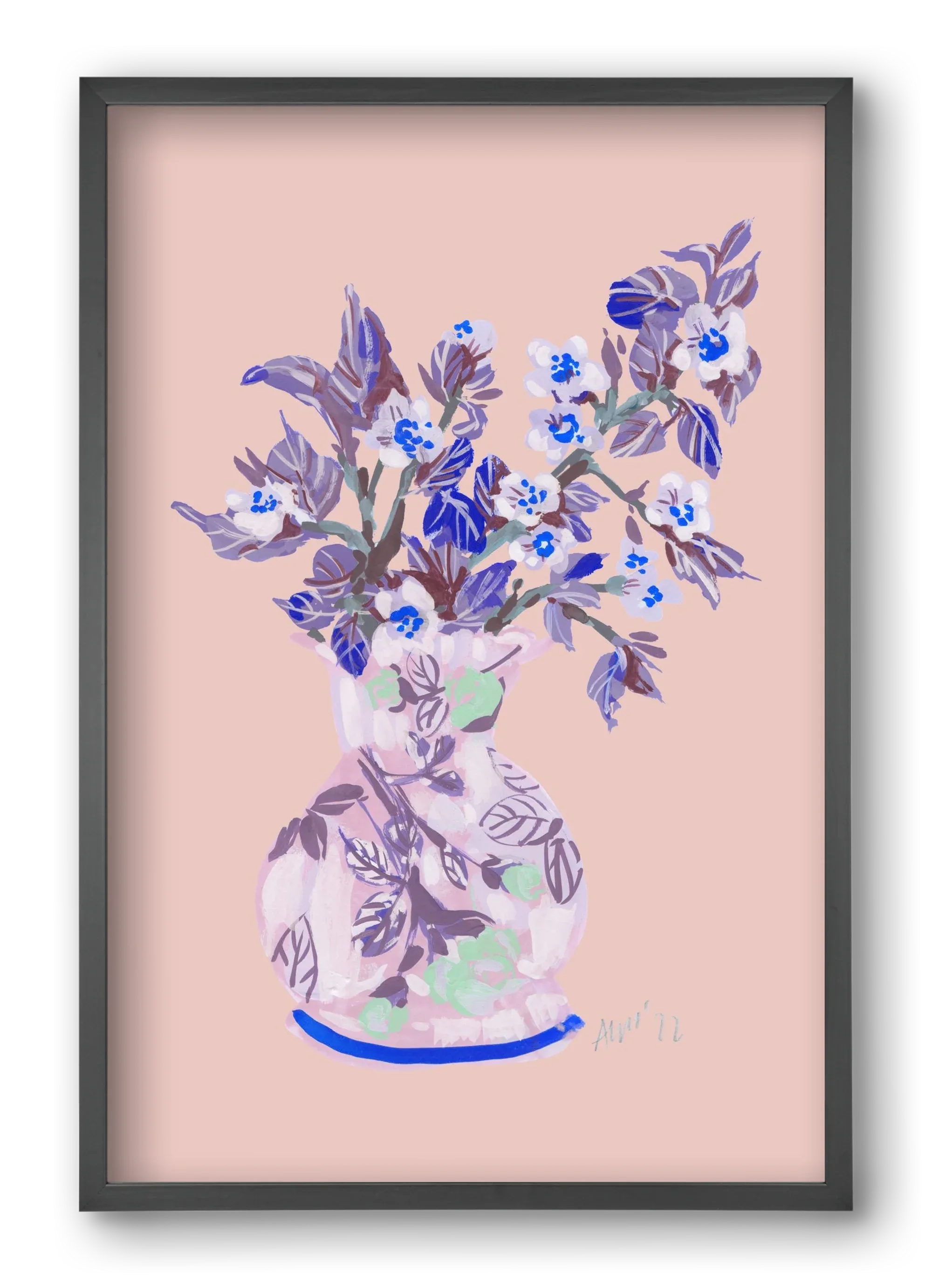 Apple Blossom In Vase- coral - artbridge