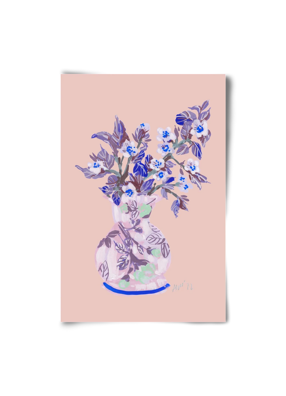 Apple Blossom In Vase- coral - artbridge