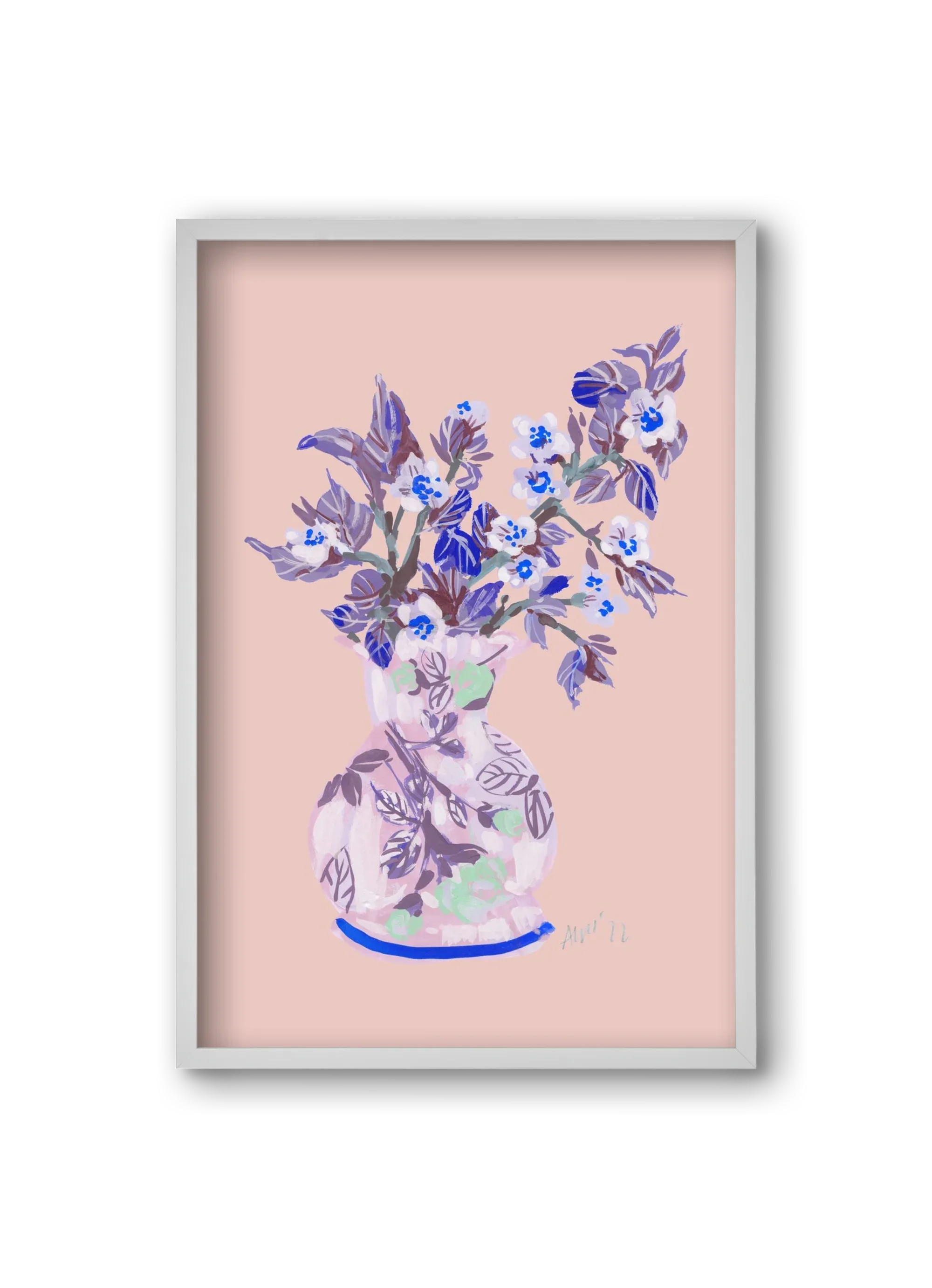 Apple Blossom In Vase- coral - artbridge