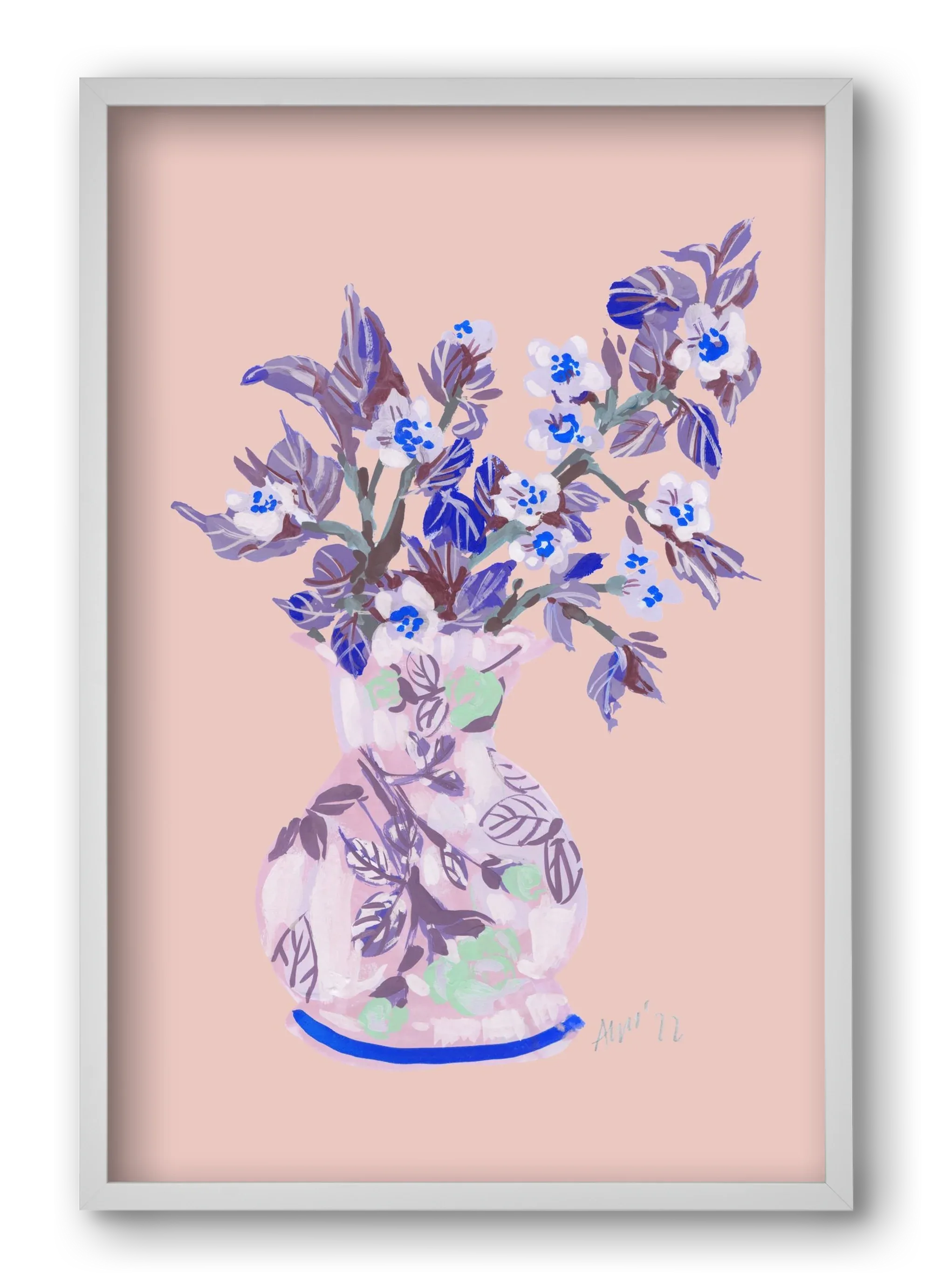 Apple Blossom In Vase- coral - artbridge