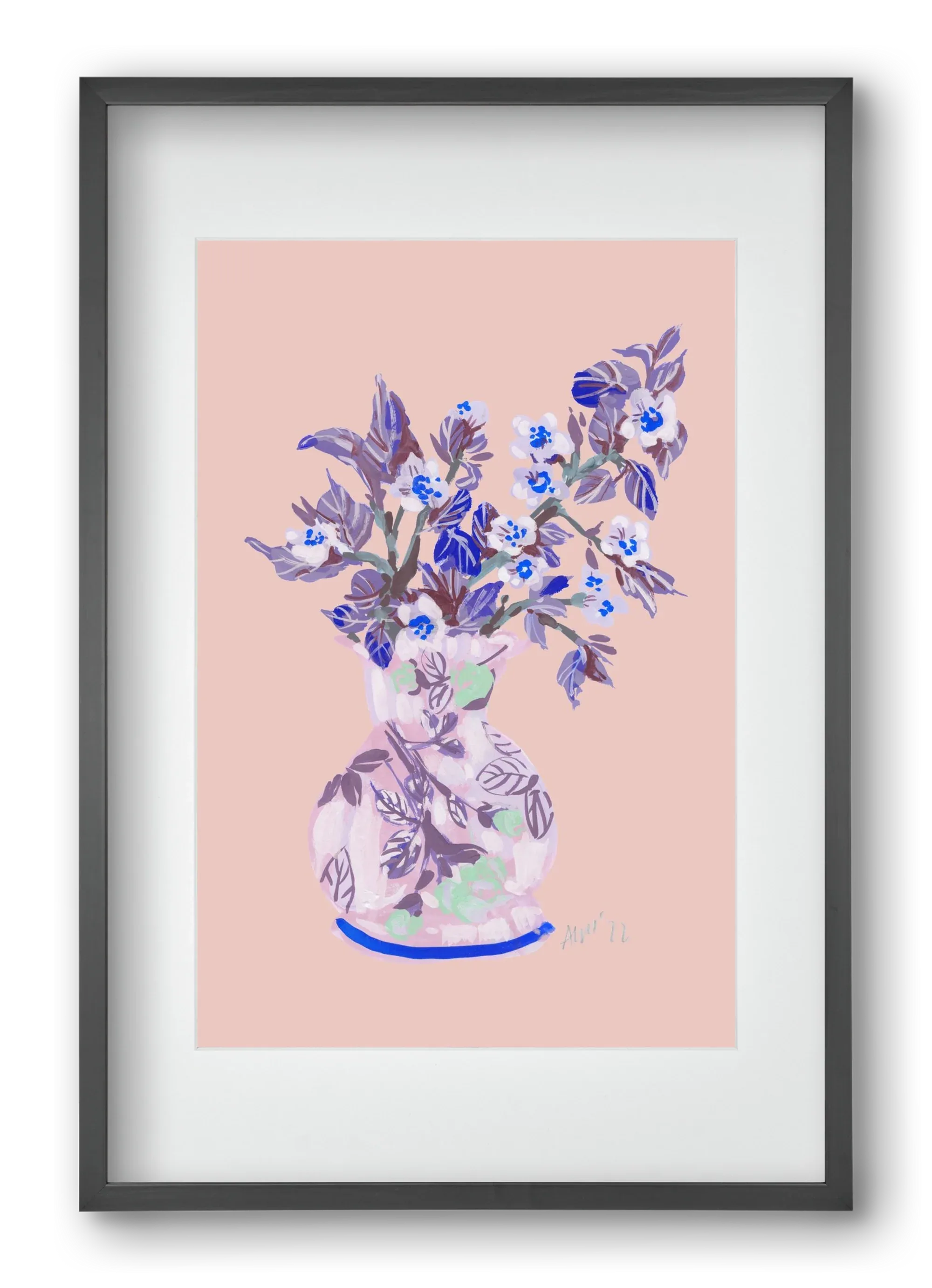 Apple Blossom In Vase- coral - artbridge