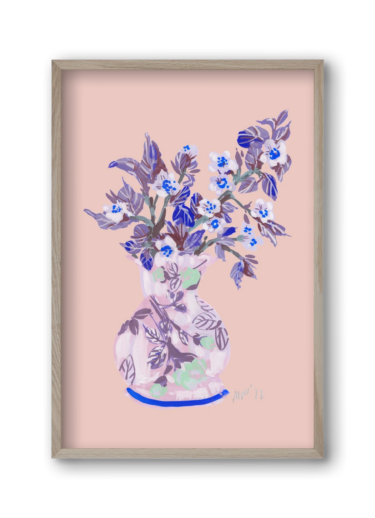 Apple Blossom In Vase- coral - artbridge