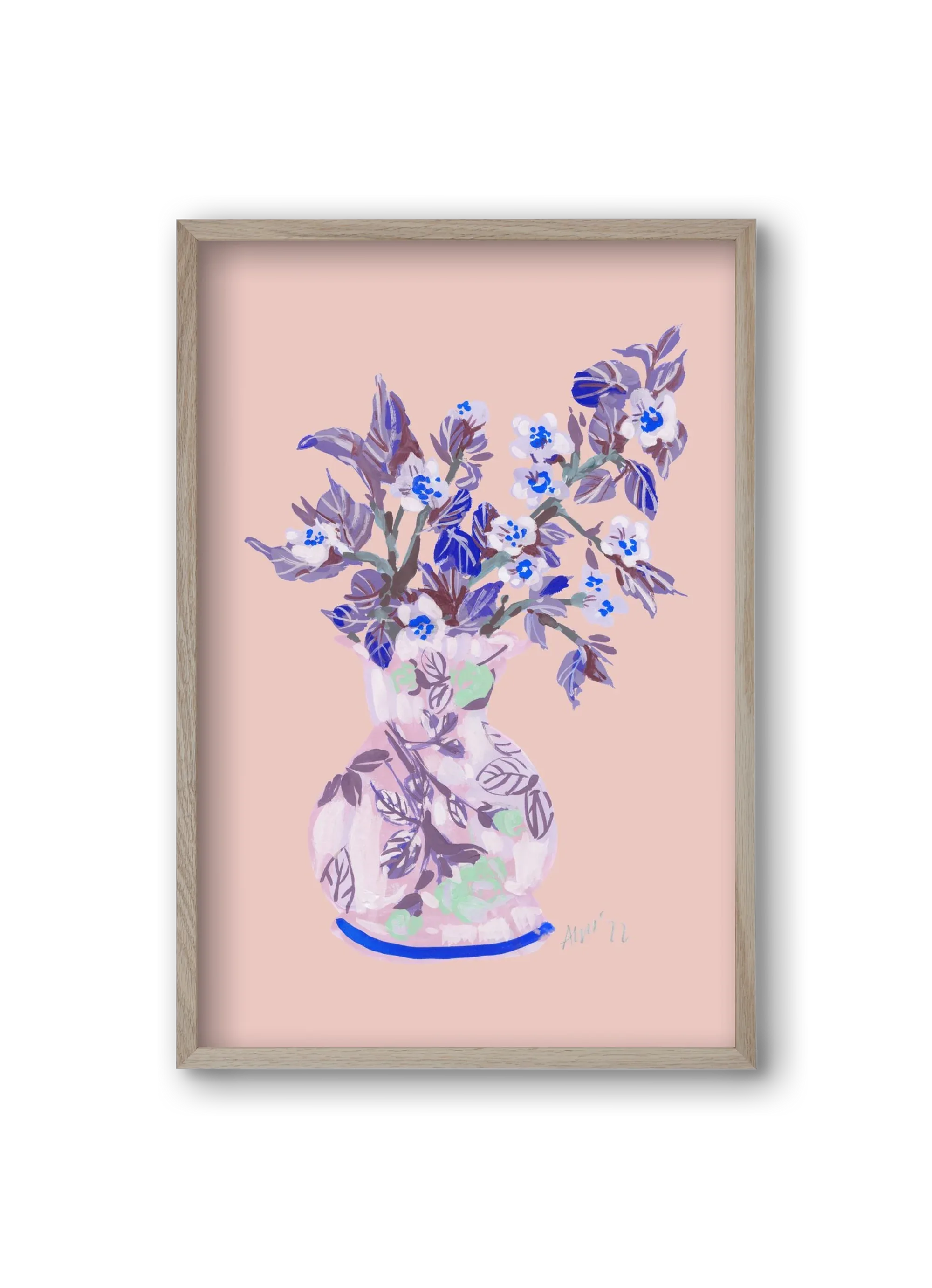 Apple Blossom In Vase- coral - artbridge