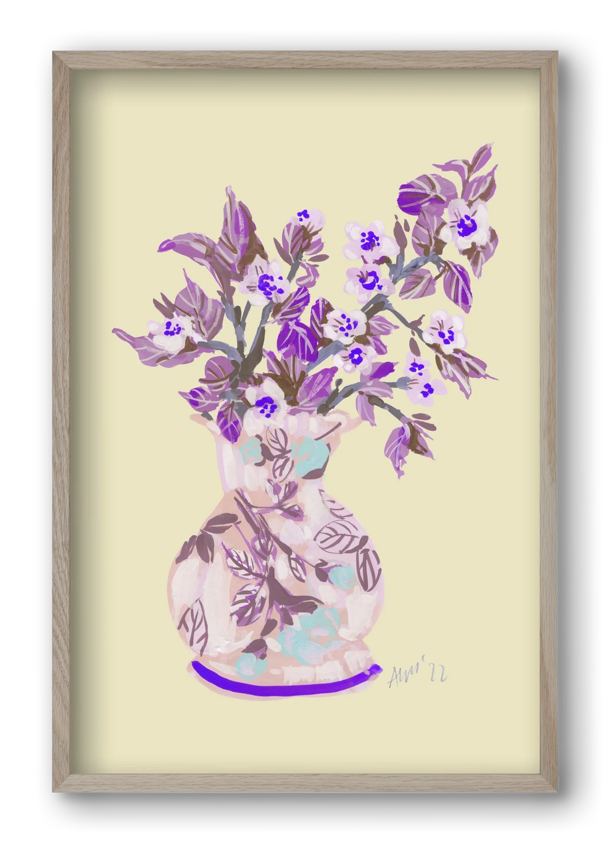 Apple Blossom In Vase- violet - artbridge