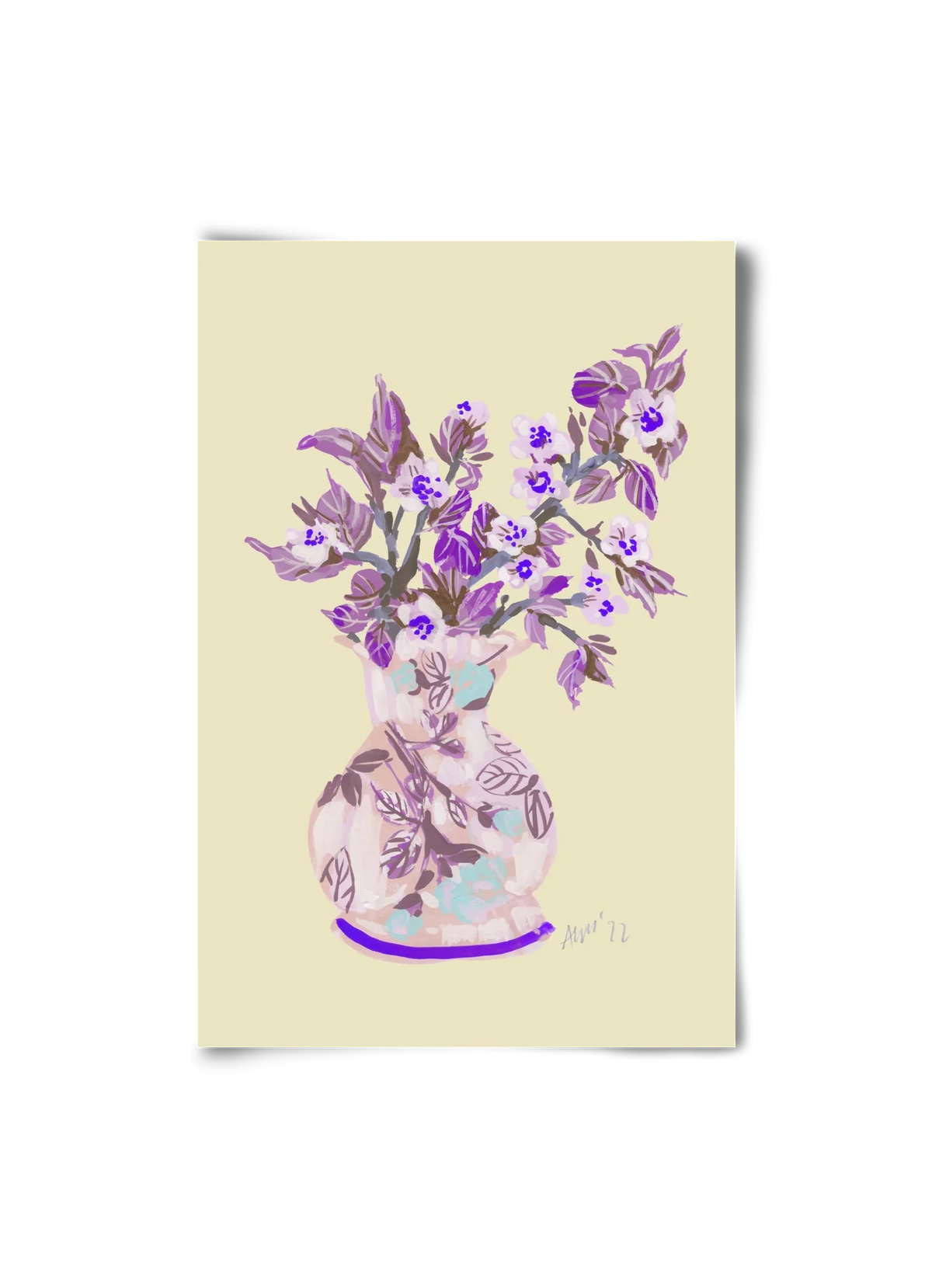 Apple Blossom In Vase- violet - artbridge