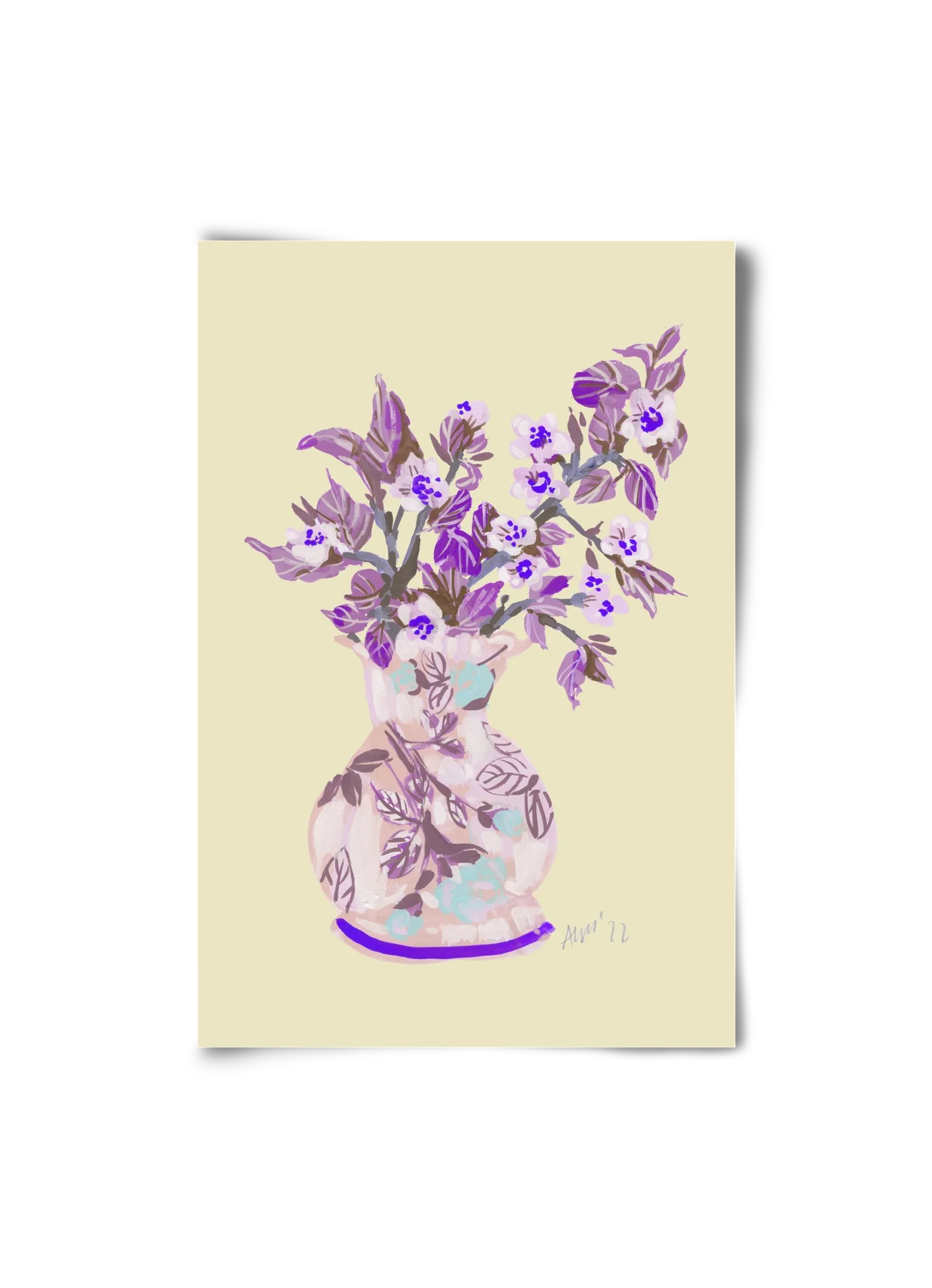 Apple Blossom In Vase- violet - artbridge