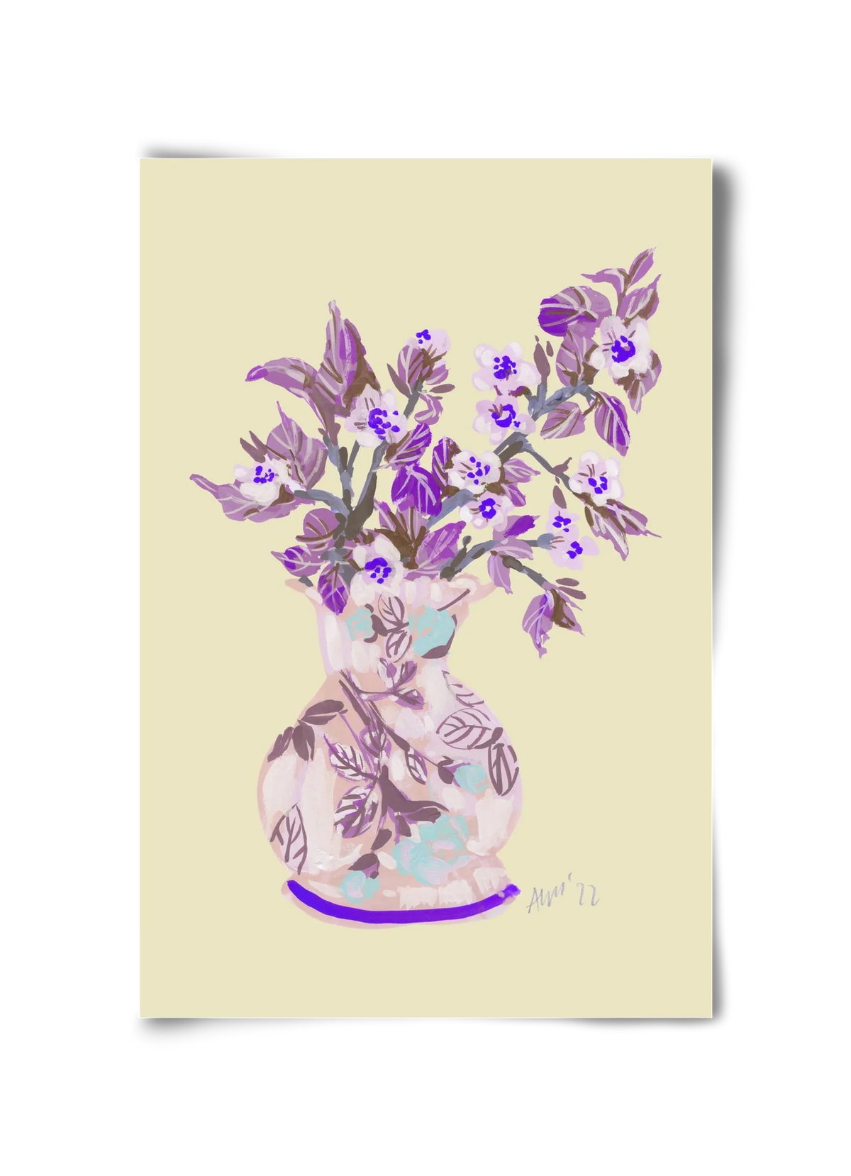 Apple Blossom In Vase- violet - artbridge