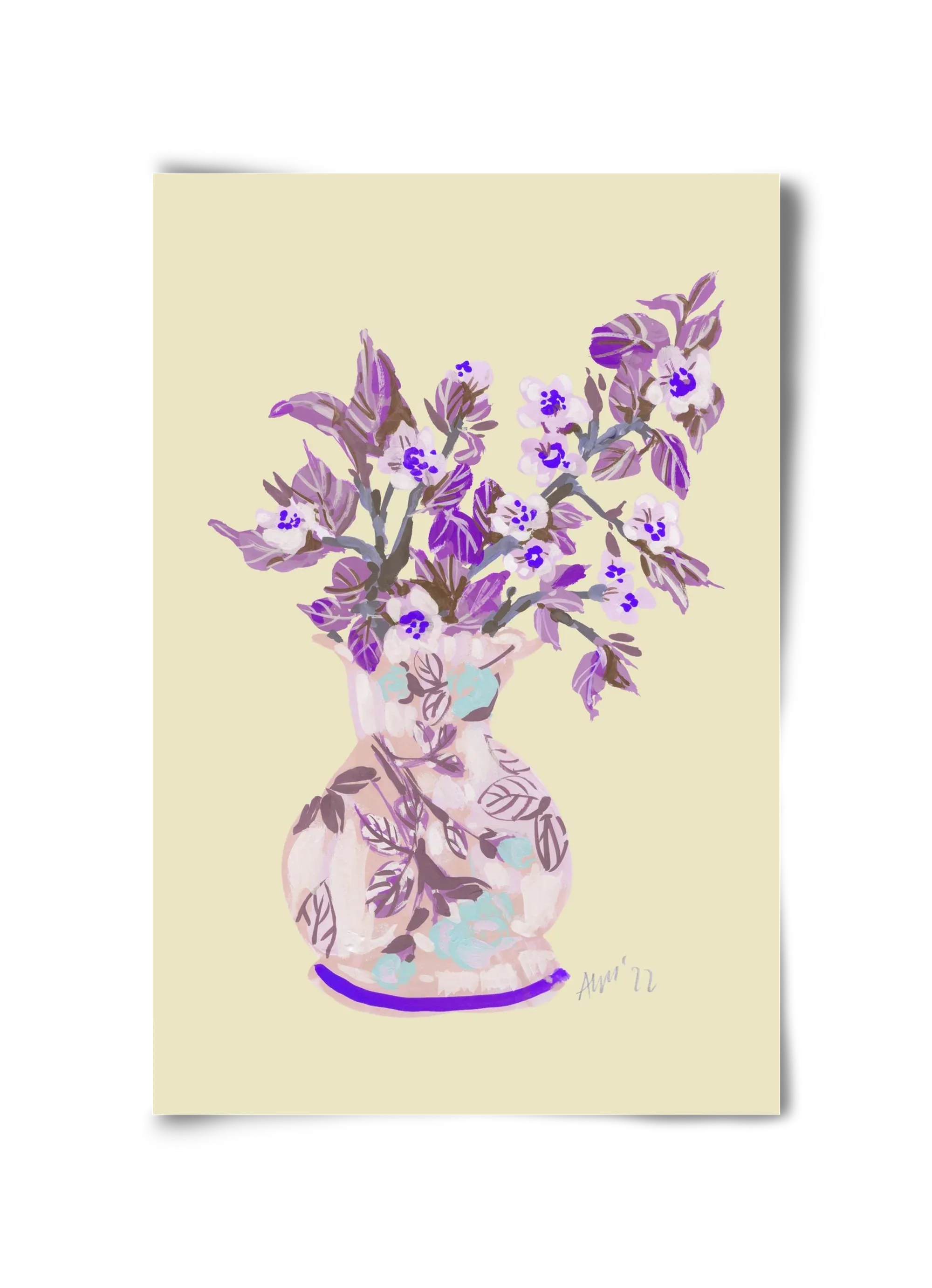 Apple Blossom In Vase- violet - artbridge
