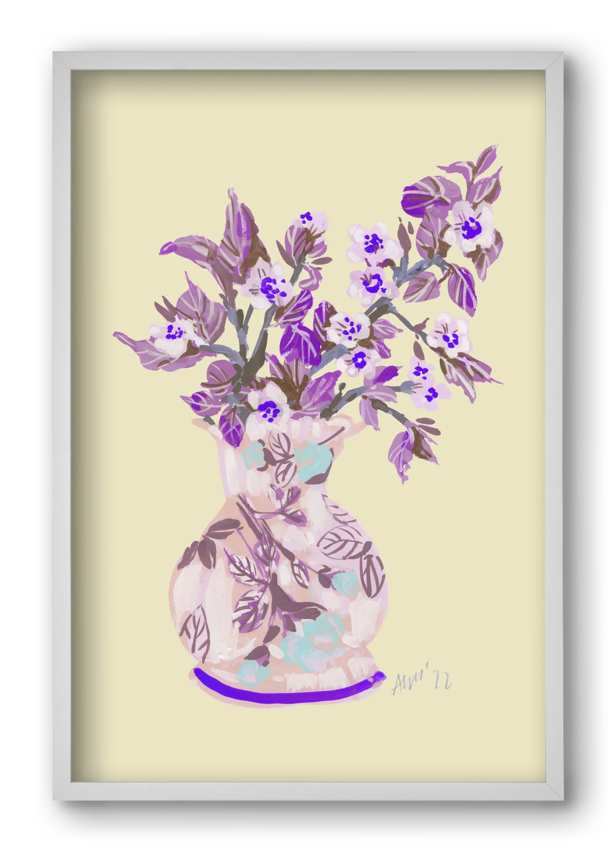 Apple Blossom In Vase- violet - artbridge