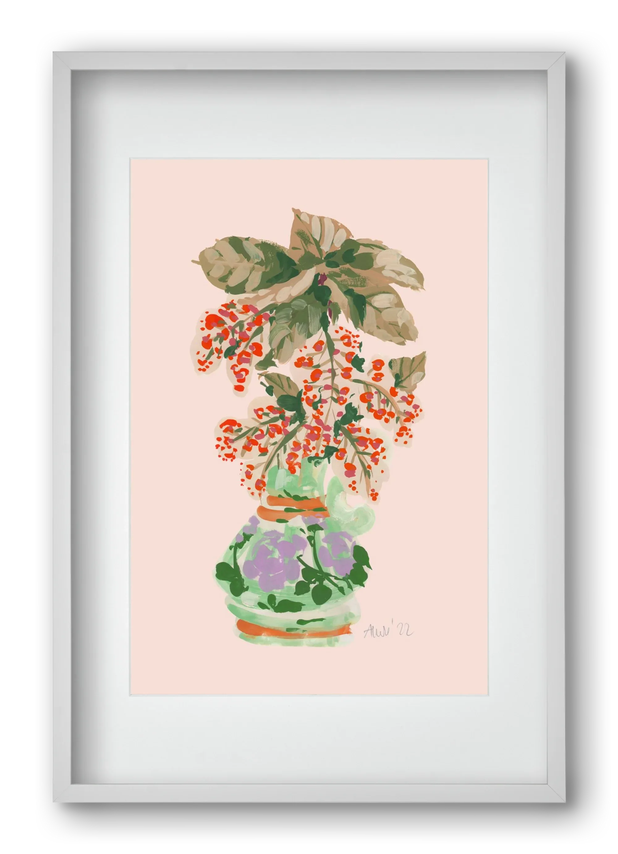 Apple Blossom In Vase- red - artbridge