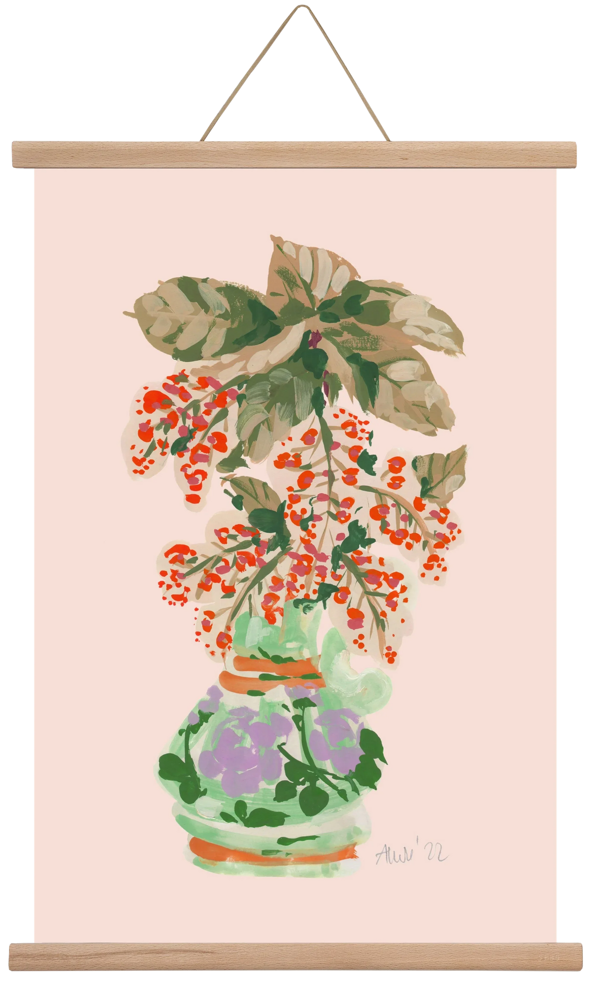 Apple Blossom In Vase- red - artbridge