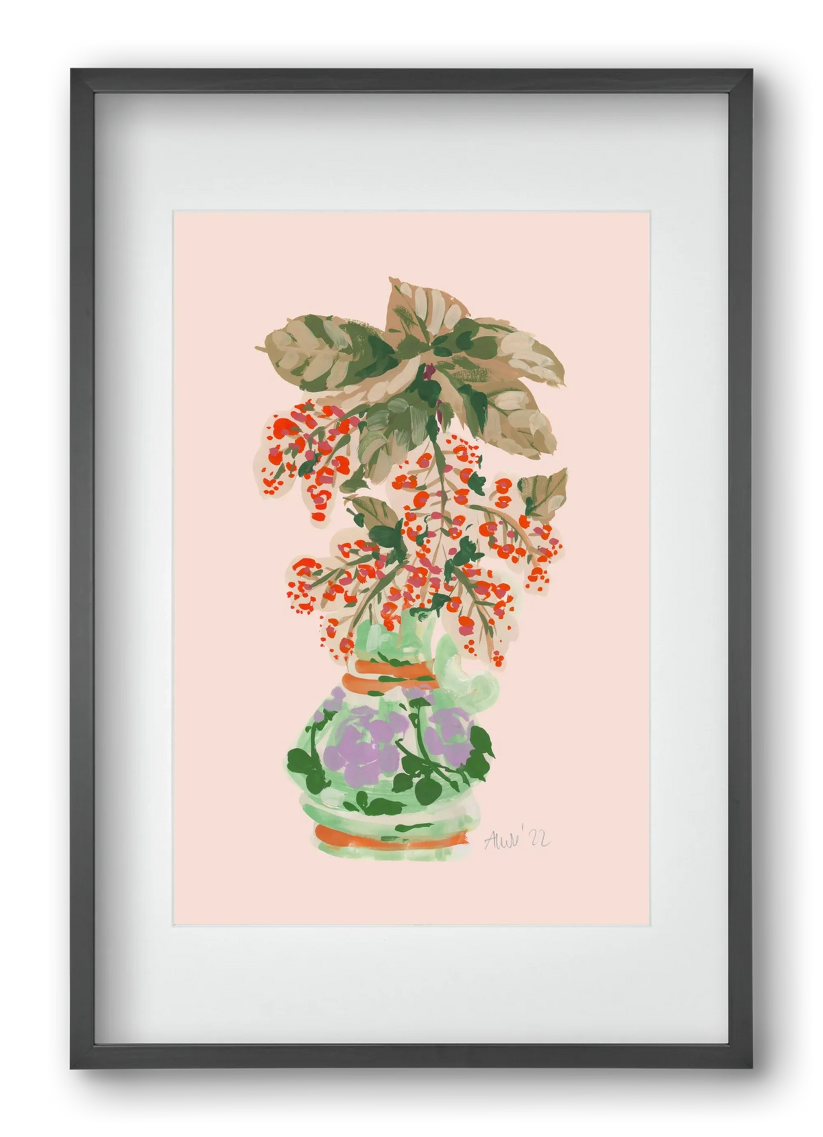 Apple Blossom In Vase- red - artbridge