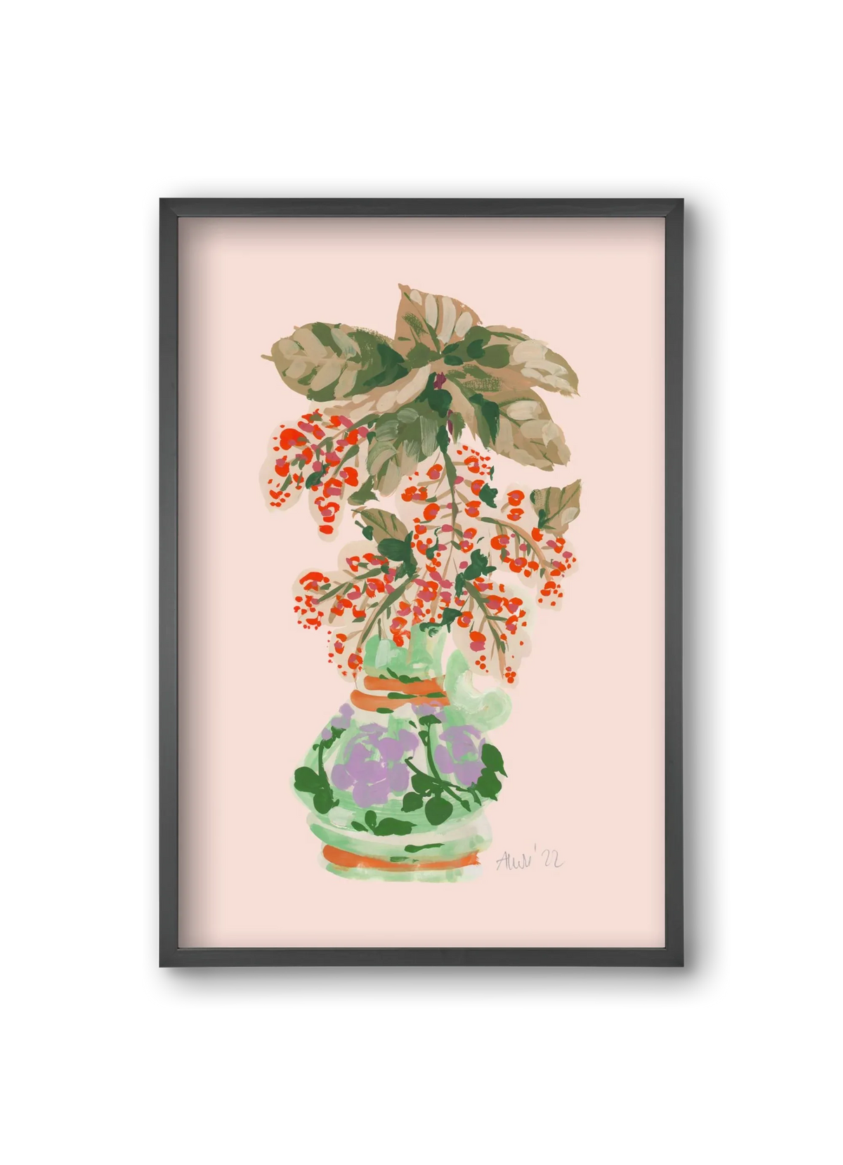 Apple Blossom In Vase- red - artbridge