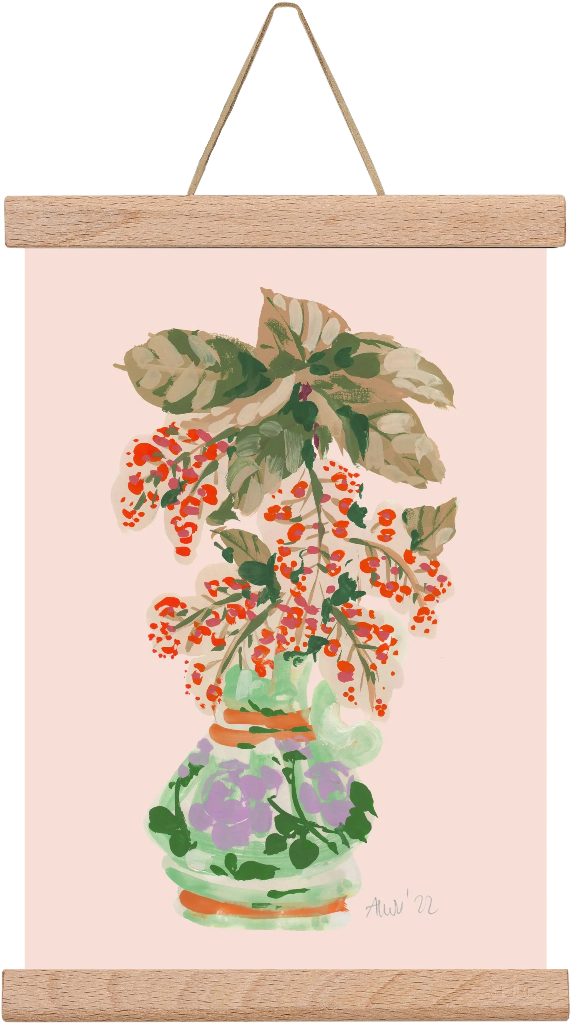 Apple Blossom In Vase- red - artbridge