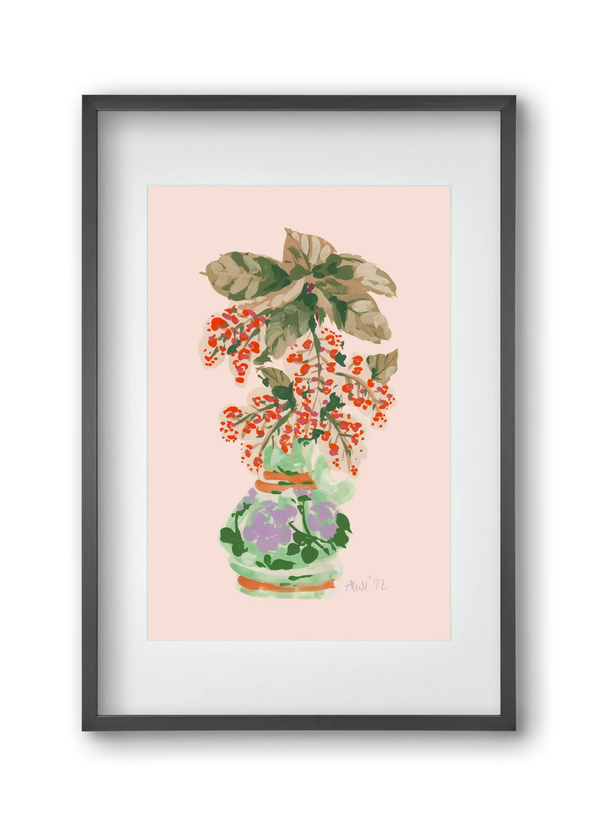 Apple Blossom In Vase- red - artbridge
