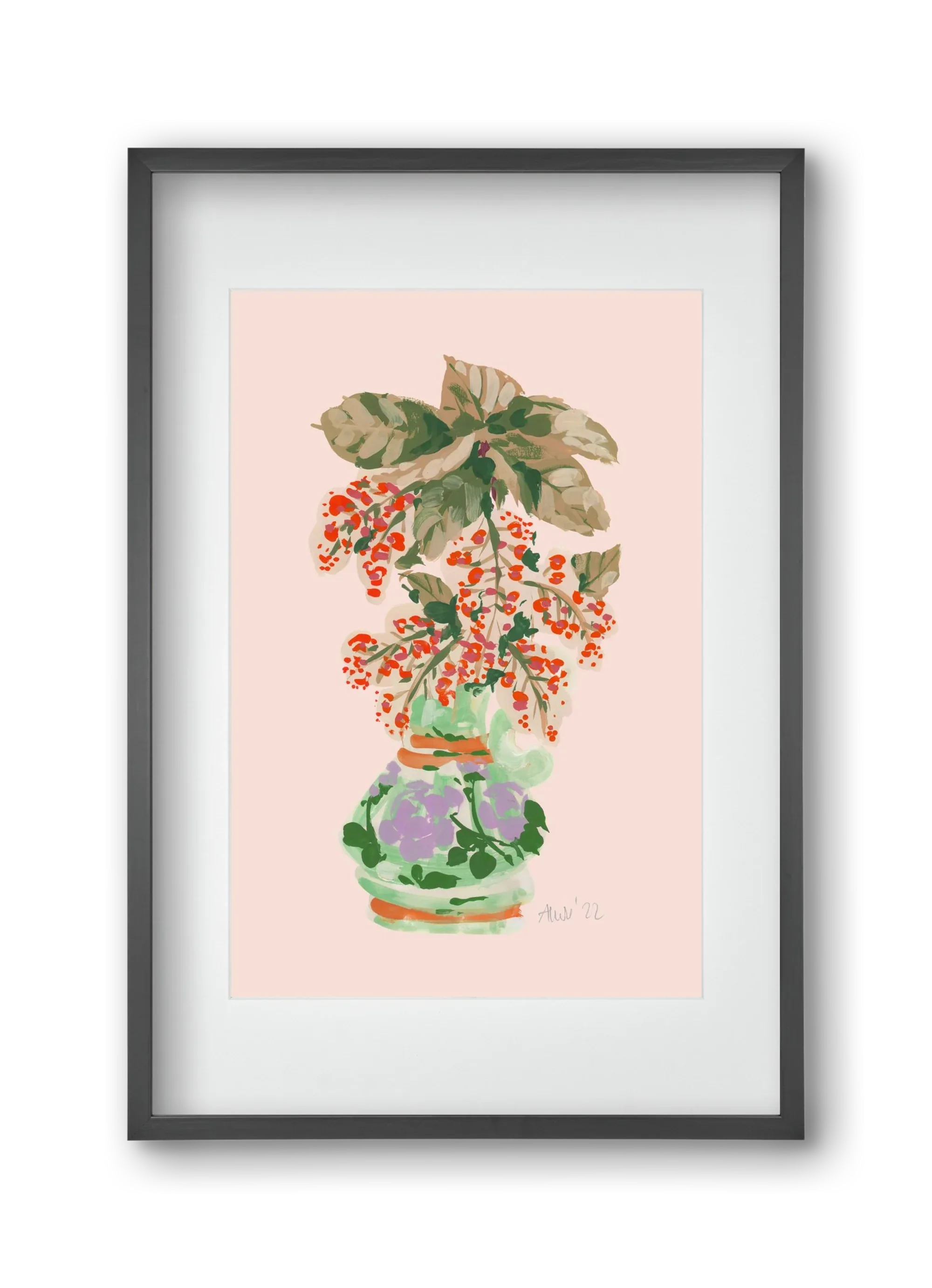 Apple Blossom In Vase- red - artbridge