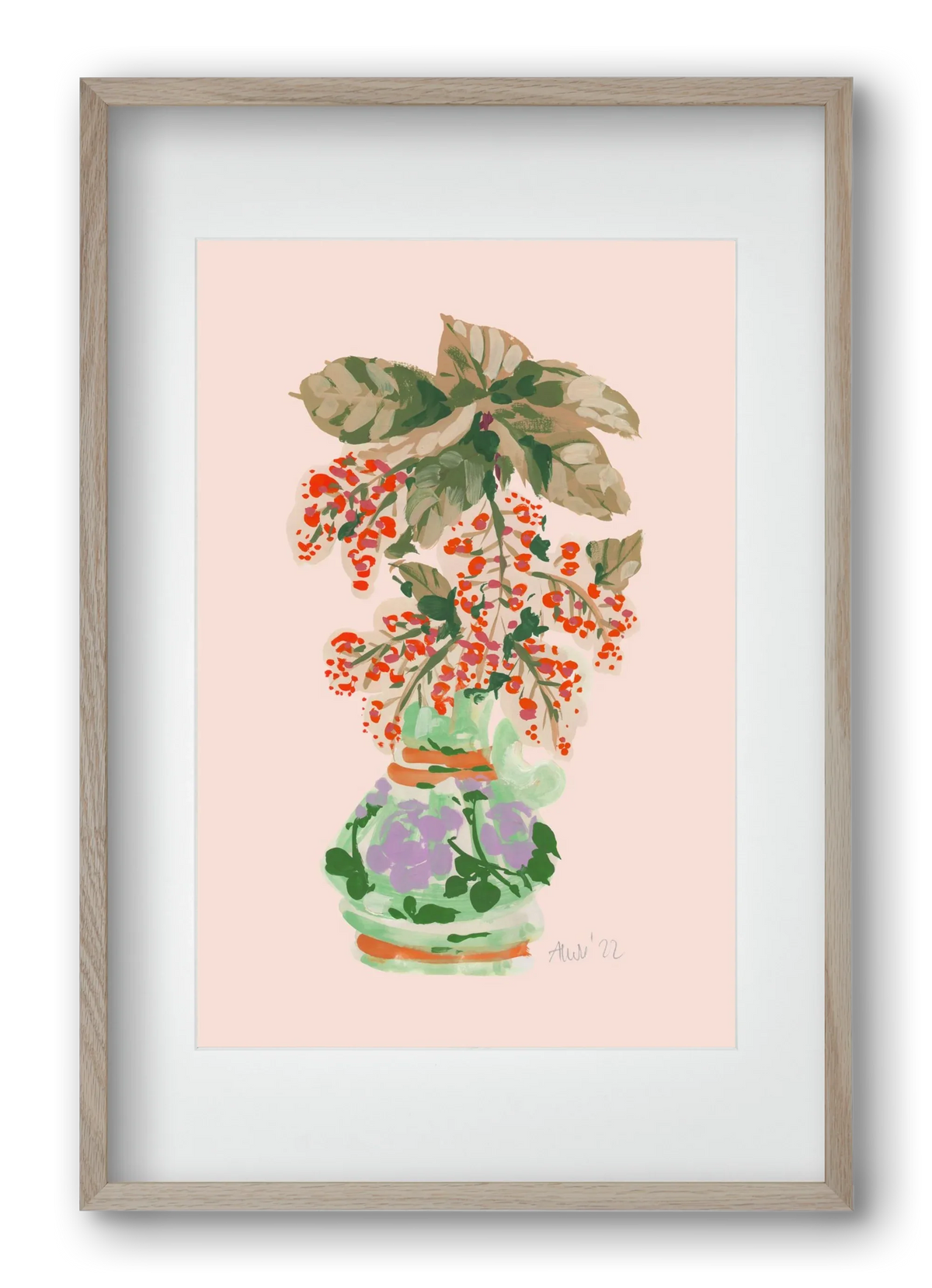 Apple Blossom In Vase- red - artbridge
