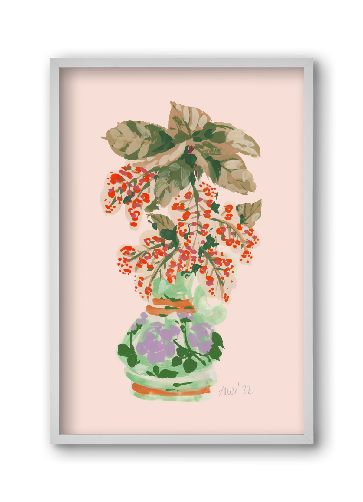 Apple Blossom In Vase- red - artbridge