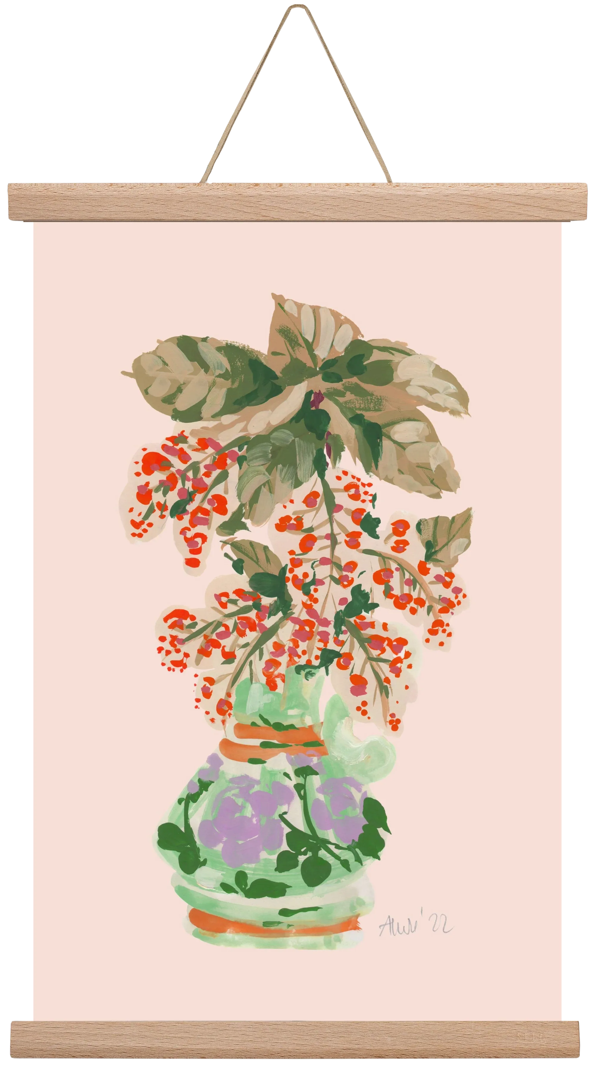 Apple Blossom In Vase- red - artbridge