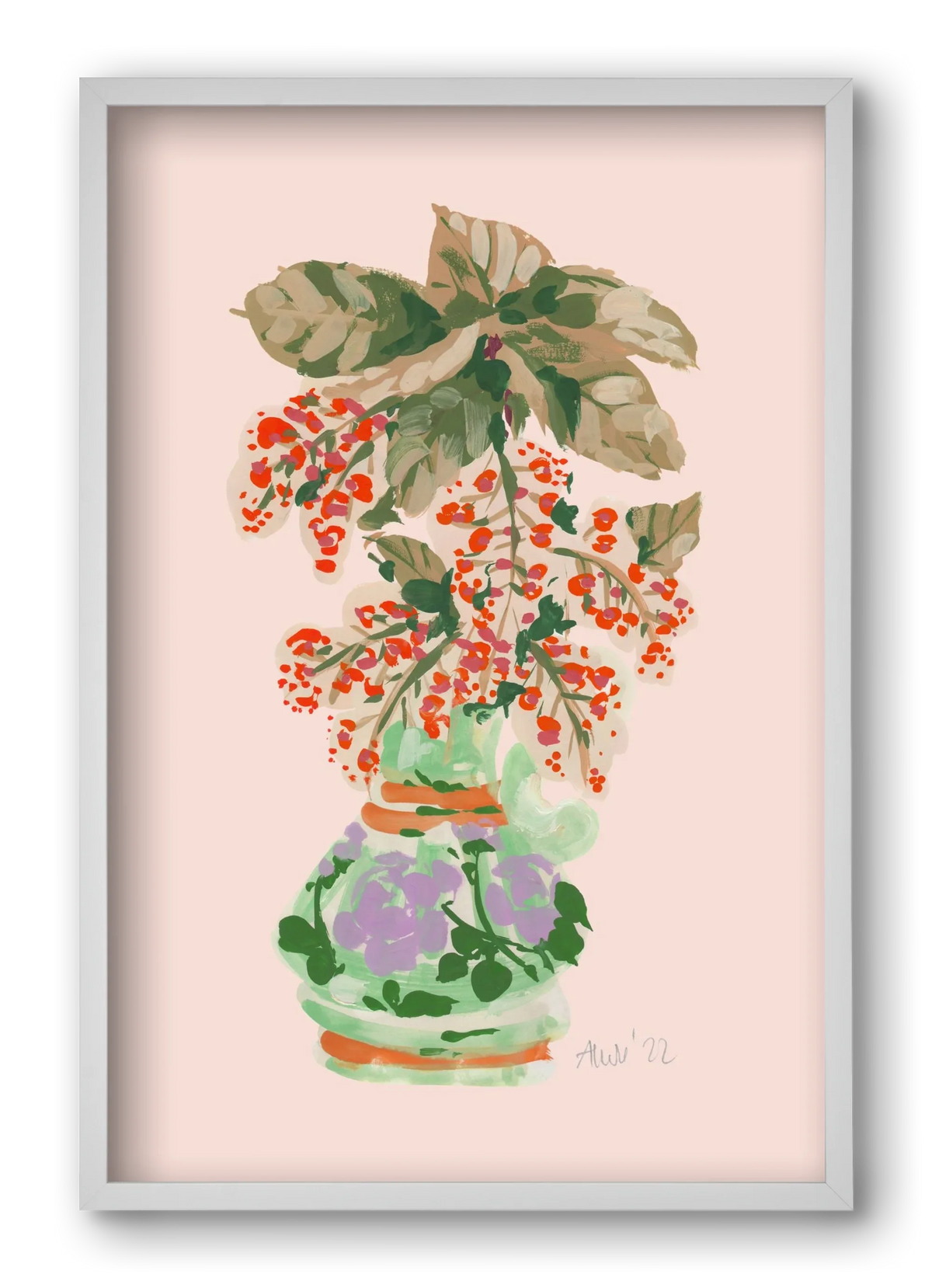 Apple Blossom In Vase- red - artbridge
